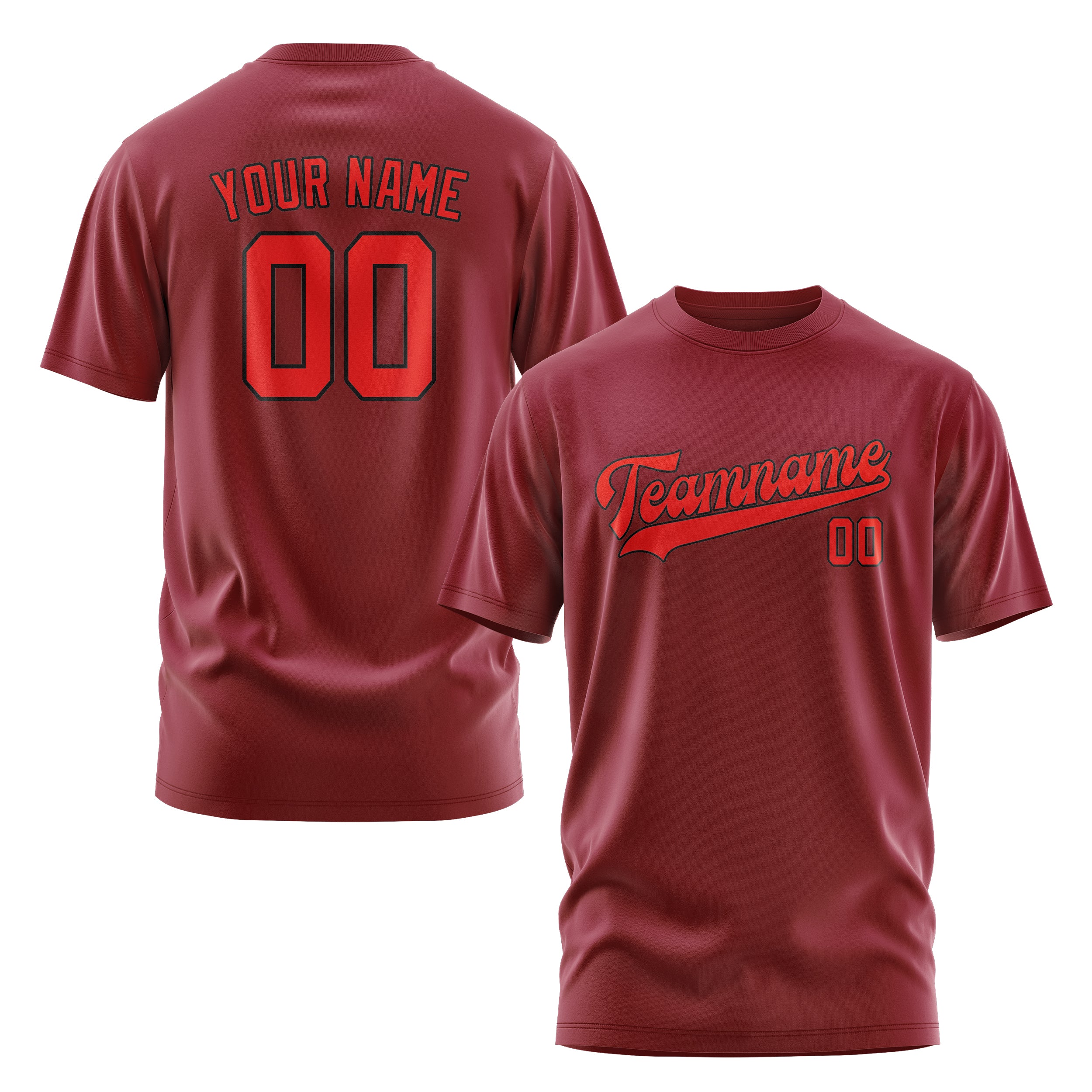 Maßgeschneidertes Karmesinrot Orangerot T-Shirt