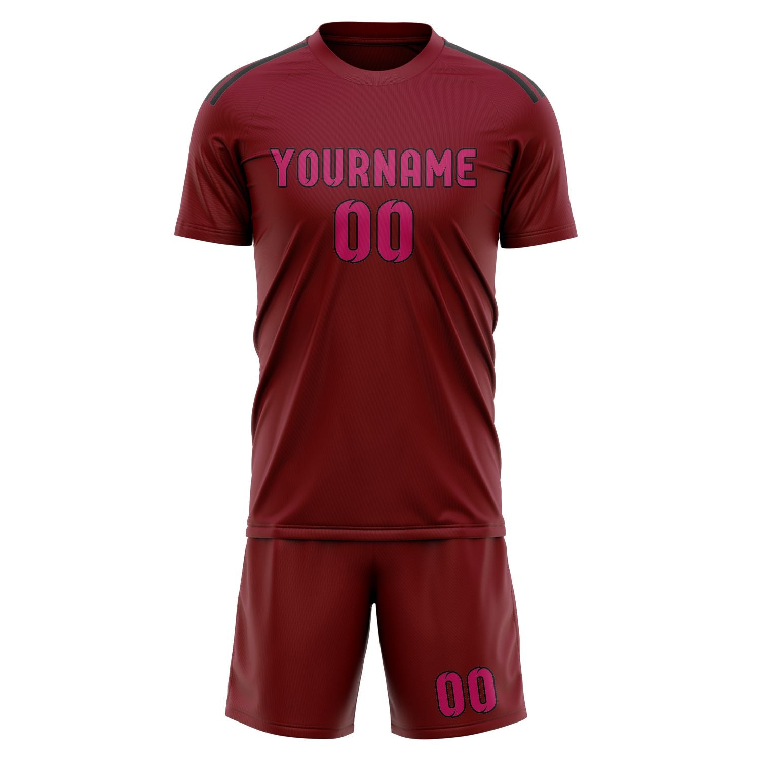 Maßgeschneidertes Professionelles Karmesinrot Rosarot Fußballtrikot-Set