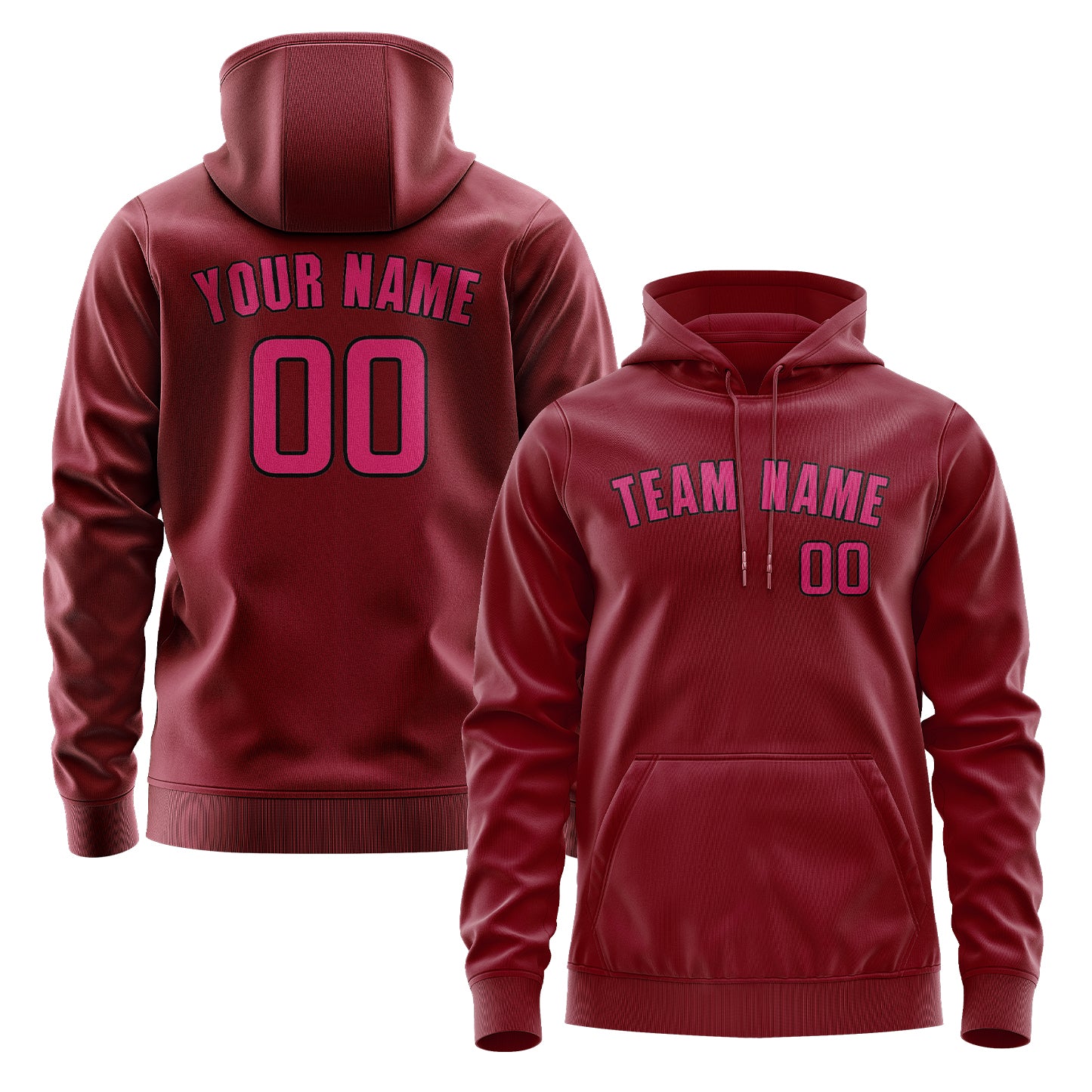 Felpa con cappuccio rosa cremisi personalizzata