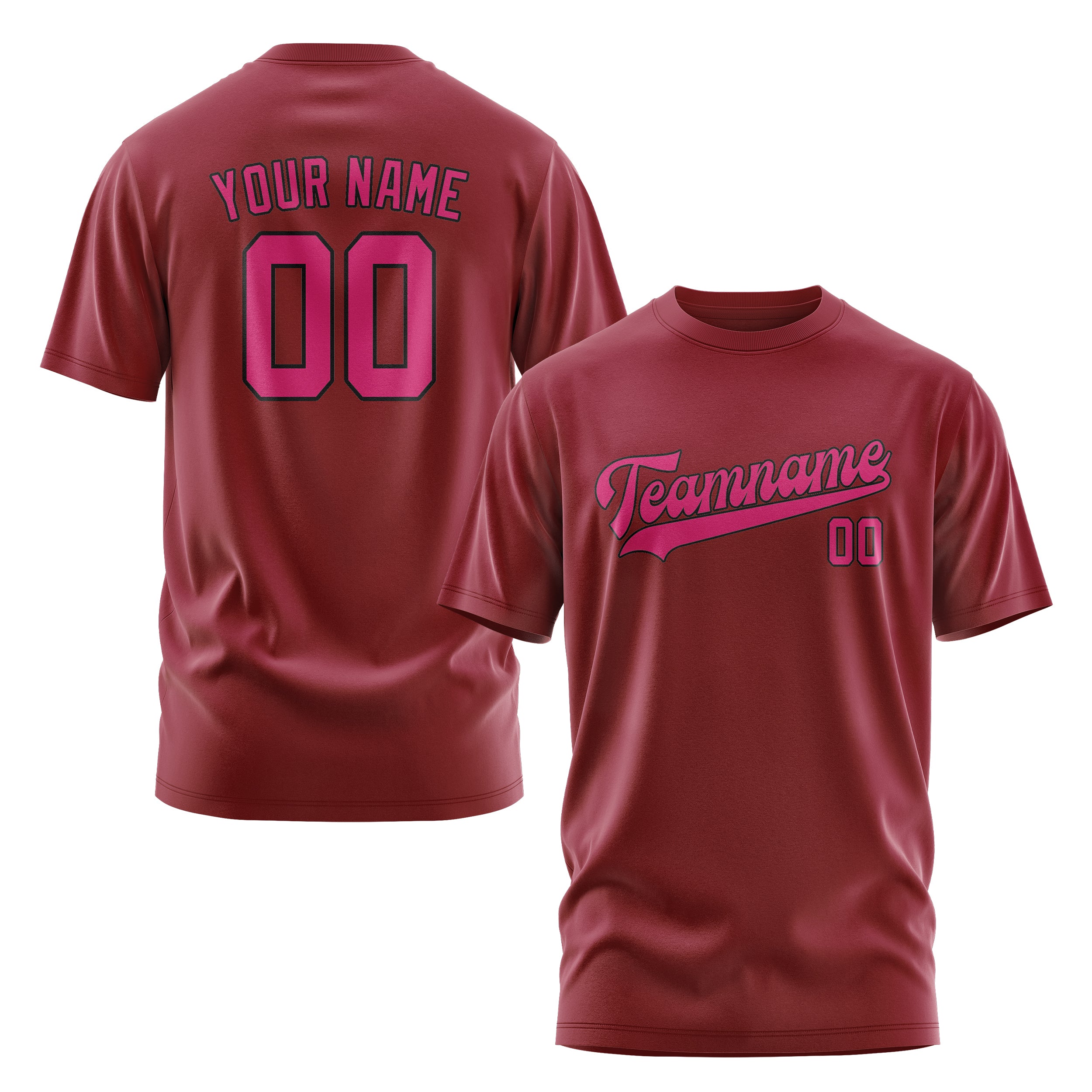 Maßgeschneidertes Karmesinrot Rosarot T-Shirt