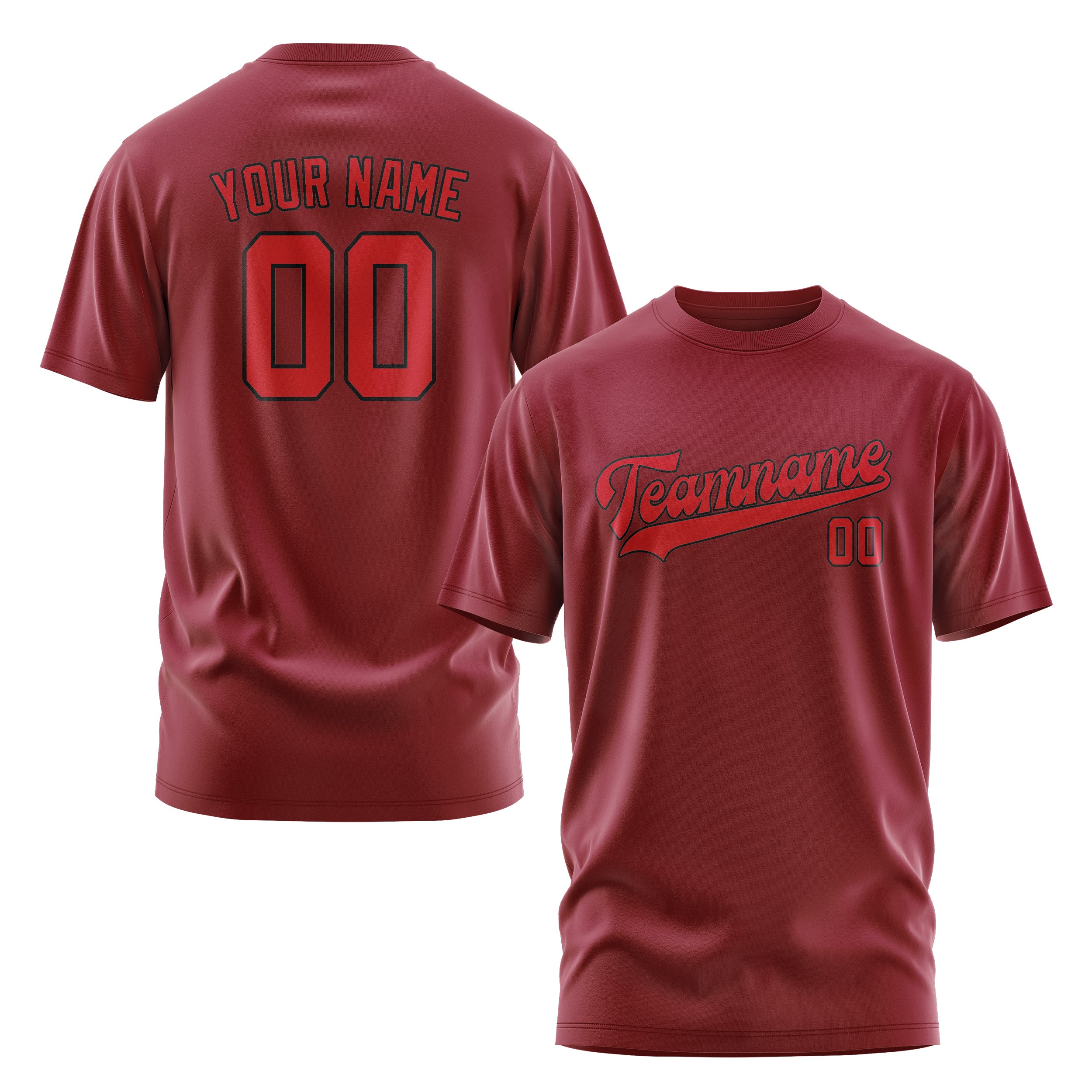 Maßgeschneidertes Karmesinrot Rot T-Shirt
