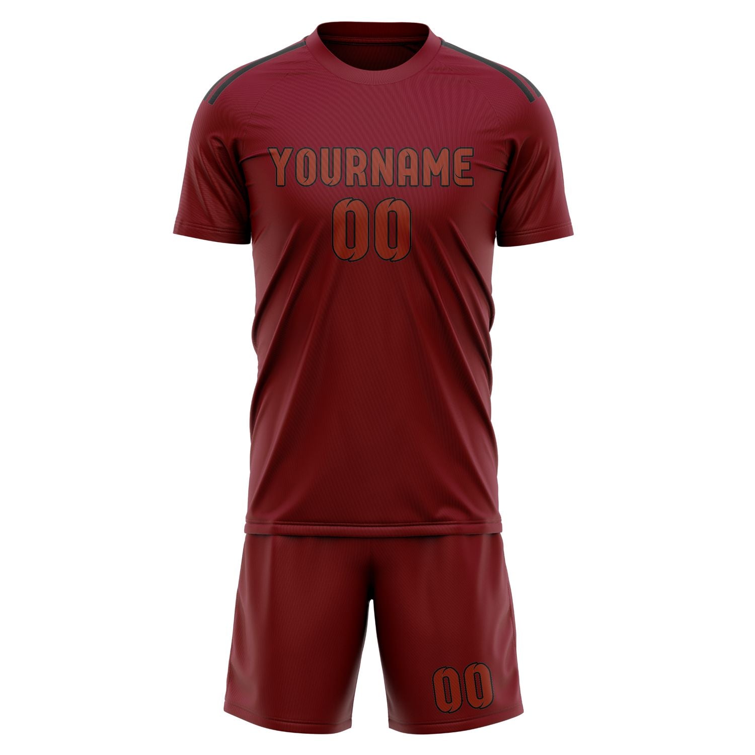 Maßgeschneidertes Professionelles Karmesinrot Korallenrot Fußballtrikot-Set