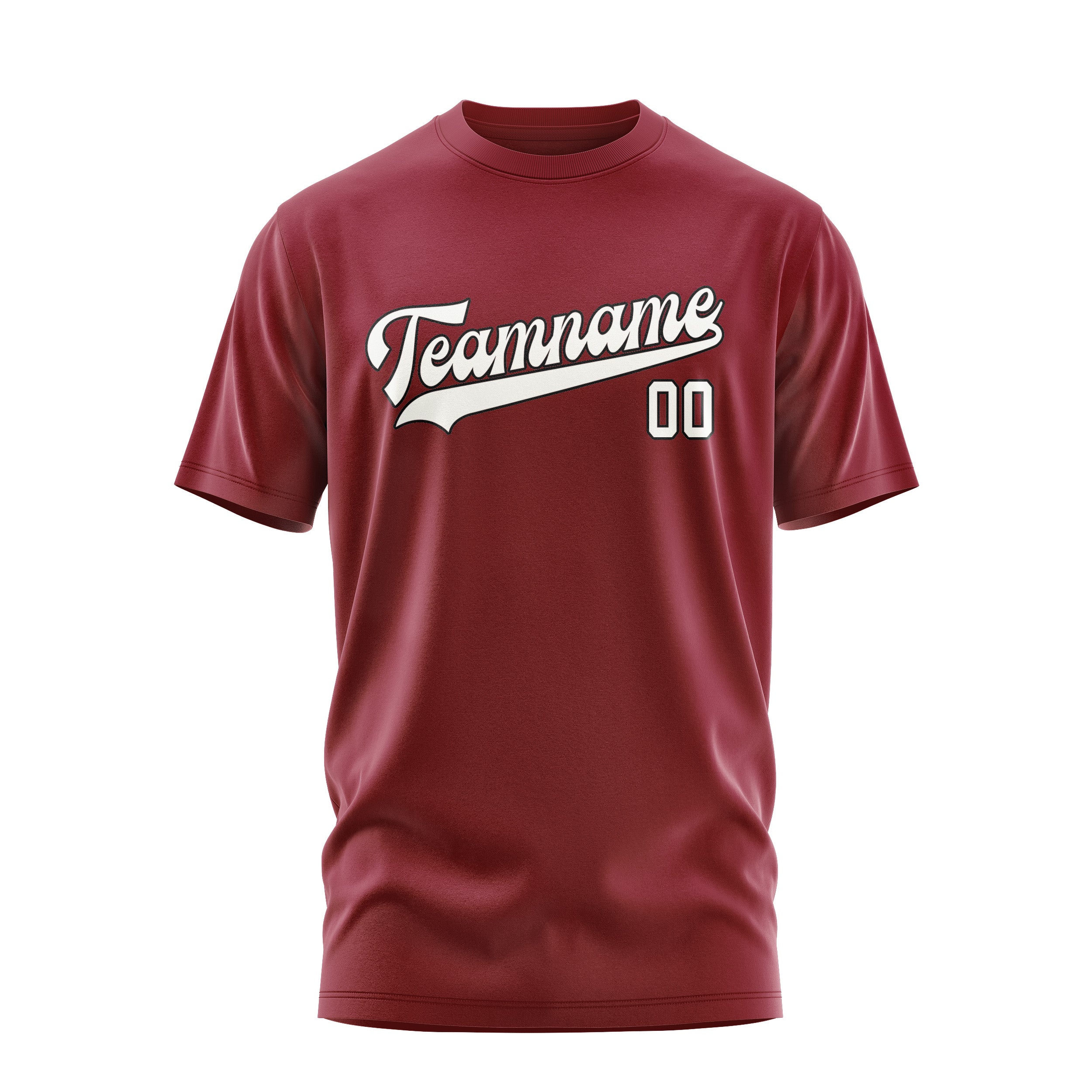 Maßgeschneidertes Karmesinrot Weiß T-Shirt