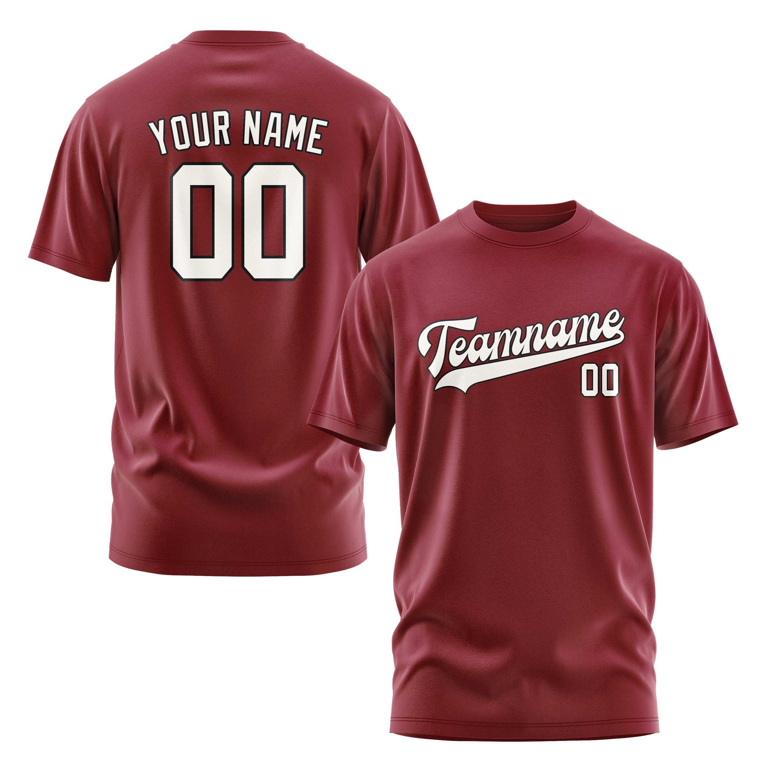 Maßgeschneidertes Karmesinrot Weiß T-Shirt