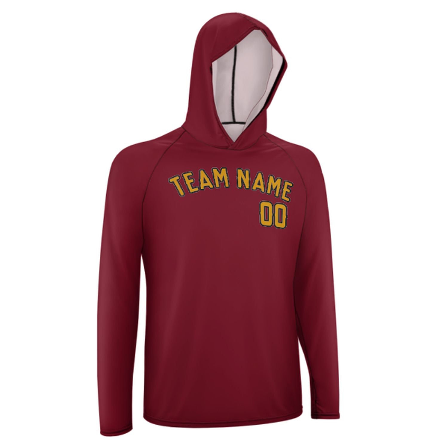 Maßgeschneidertes Karmesinrot Gelb UV-Hoodie