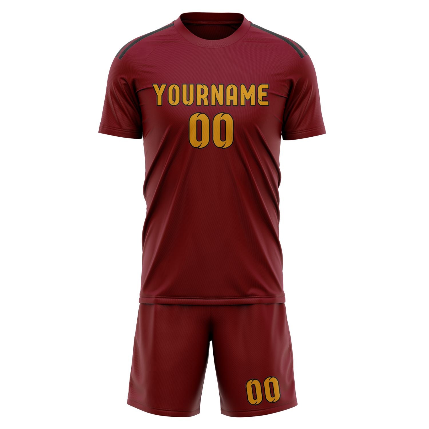 Maßgeschneidertes Professionelles Karmesinrot Gelb Fußballtrikot-Set