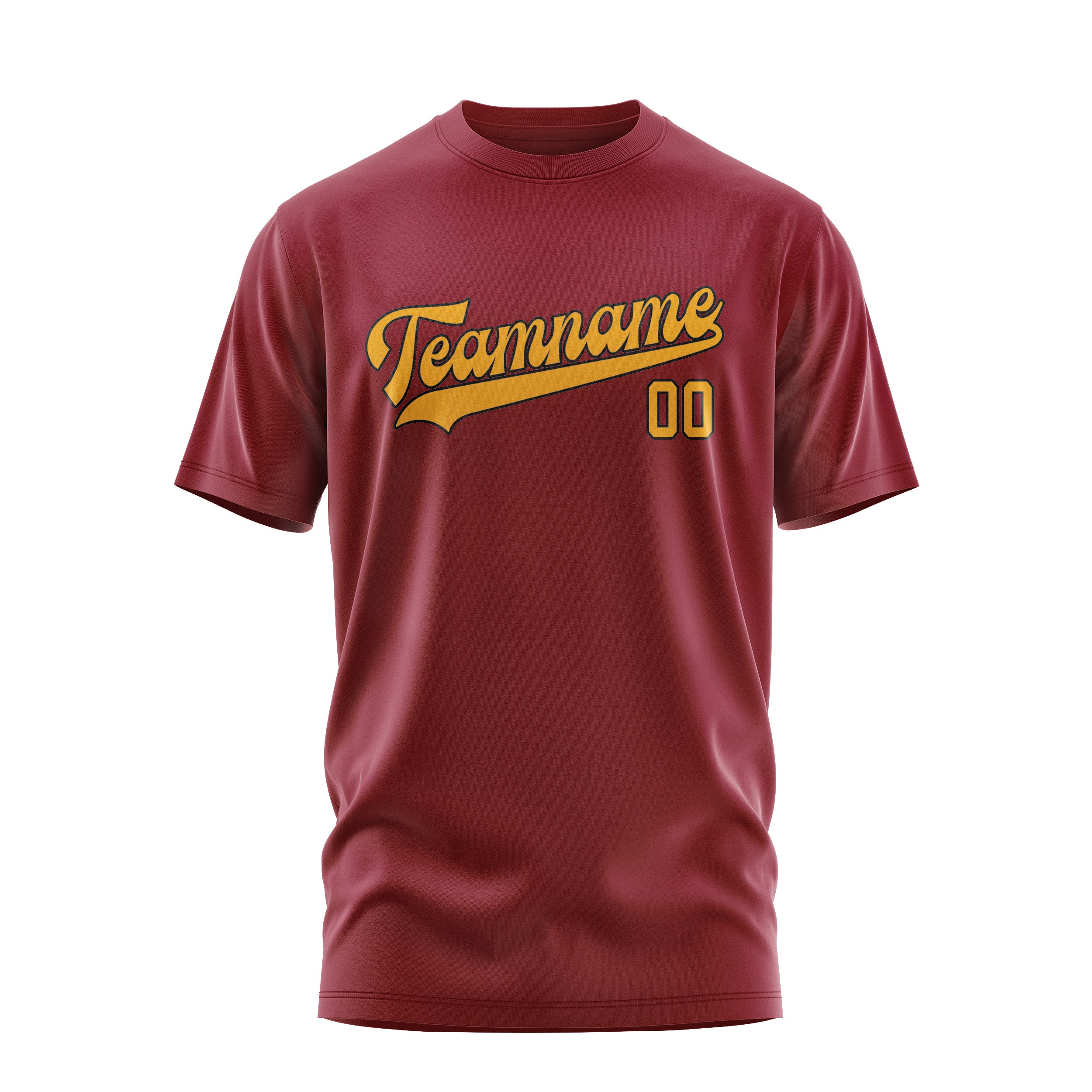 Maßgeschneidertes Karmesinrot Gelb T-Shirt