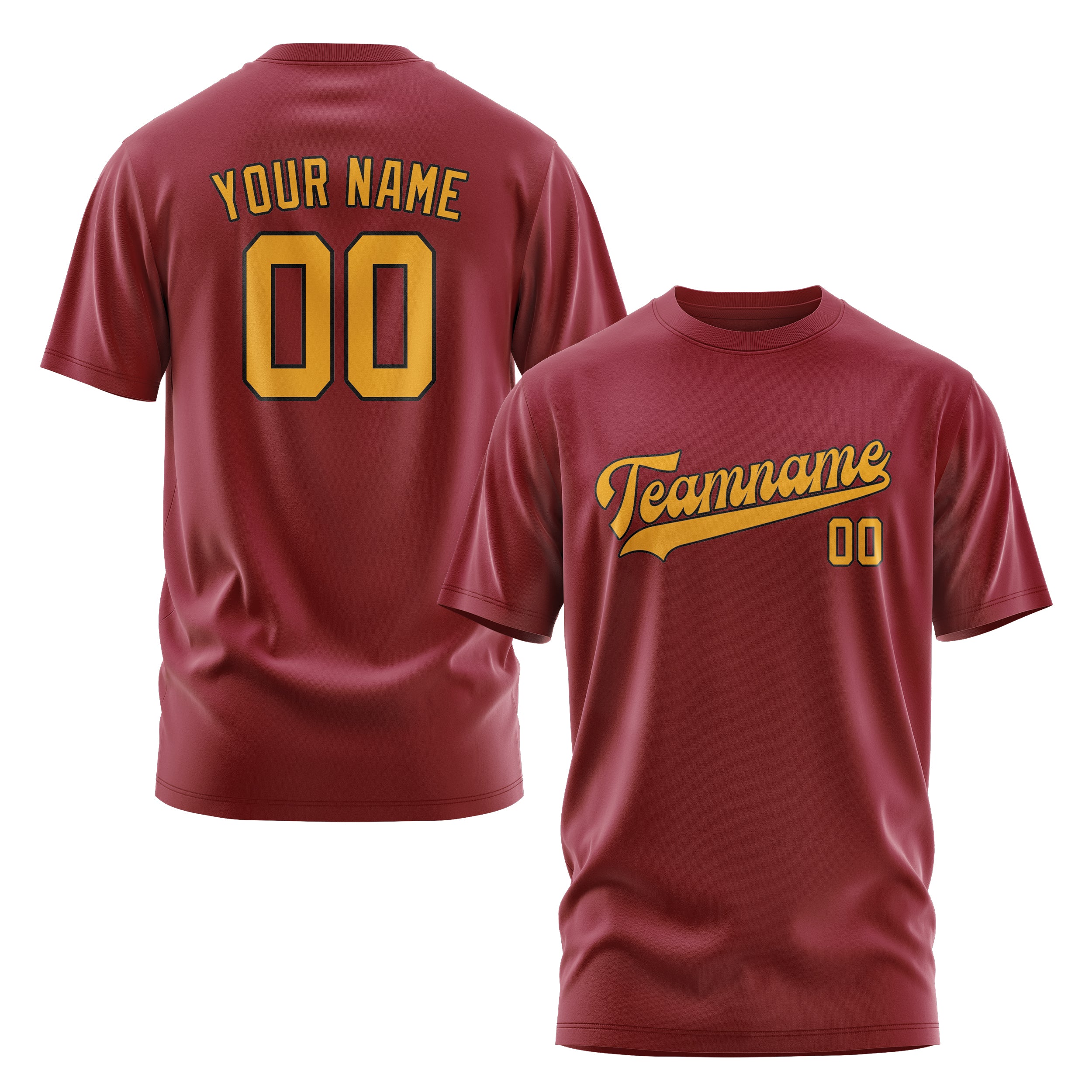 Maßgeschneidertes Karmesinrot Gelb T-Shirt