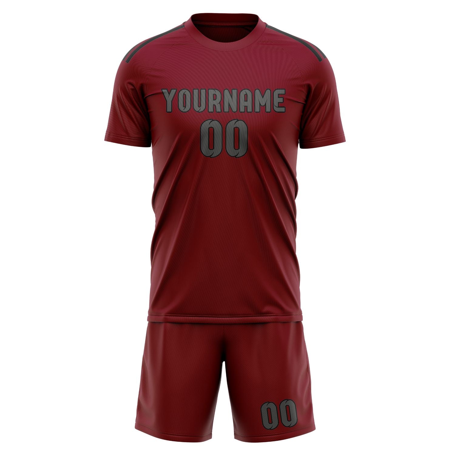 Maßgeschneidertes Professionelles Karmesinrot Dunkelgrau Fußballtrikot-Set