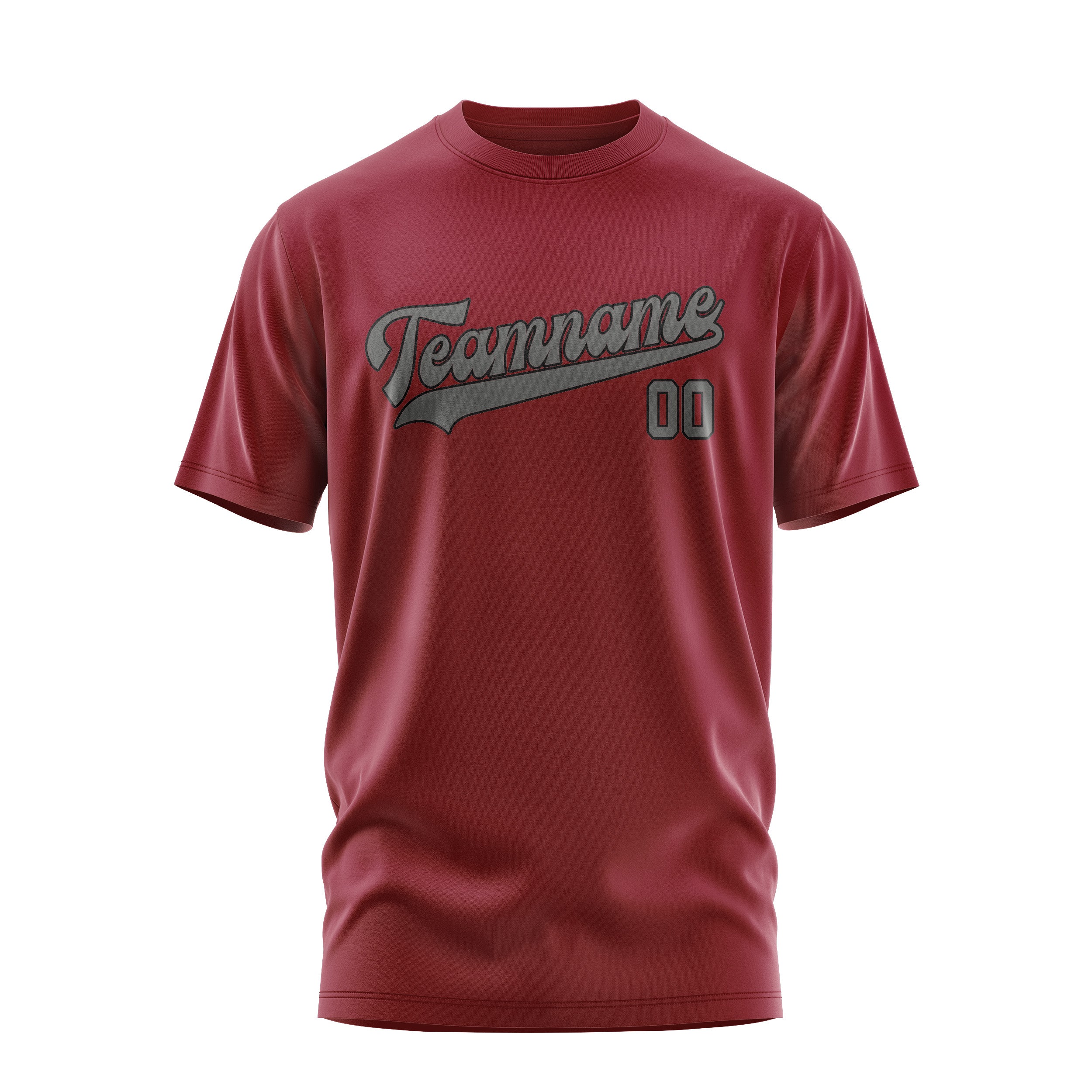 Maßgeschneidertes Karmesinrot Dunkelgrau T-Shirt