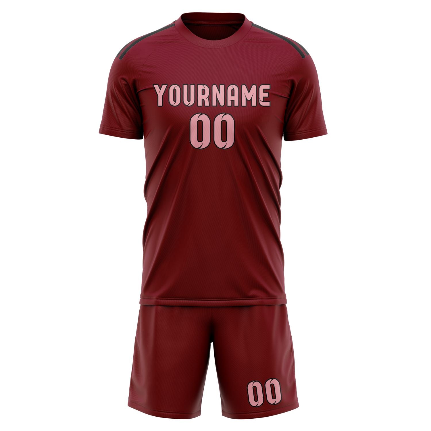 Maßgeschneidertes Professionelles Karmesinrot Rosa Fußballtrikot-Set