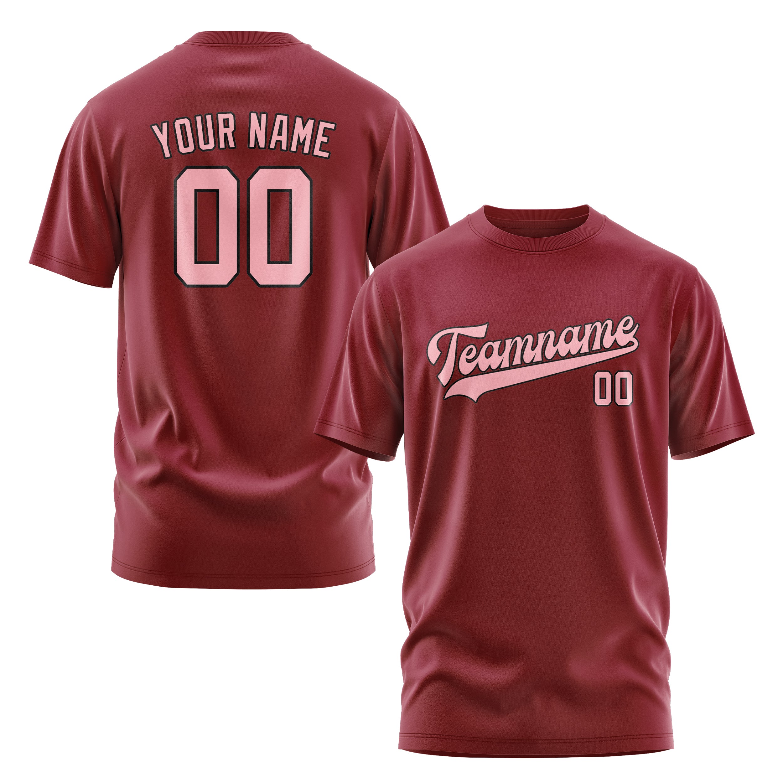 Maßgeschneidertes Karmesinrot Rosa T-Shirt