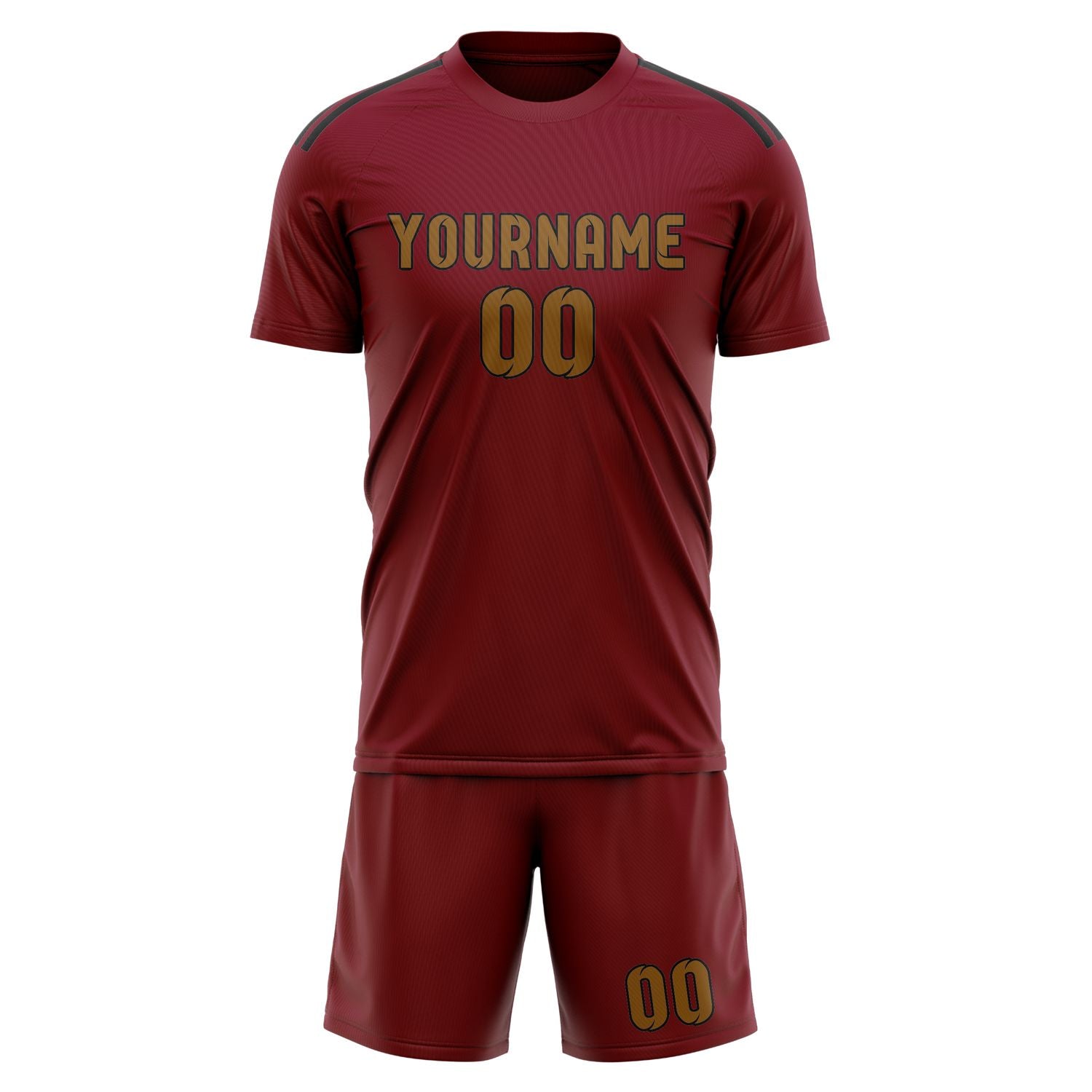 Maßgeschneidertes Professionelles Karmesinrot Khaki Fußballtrikot-Set