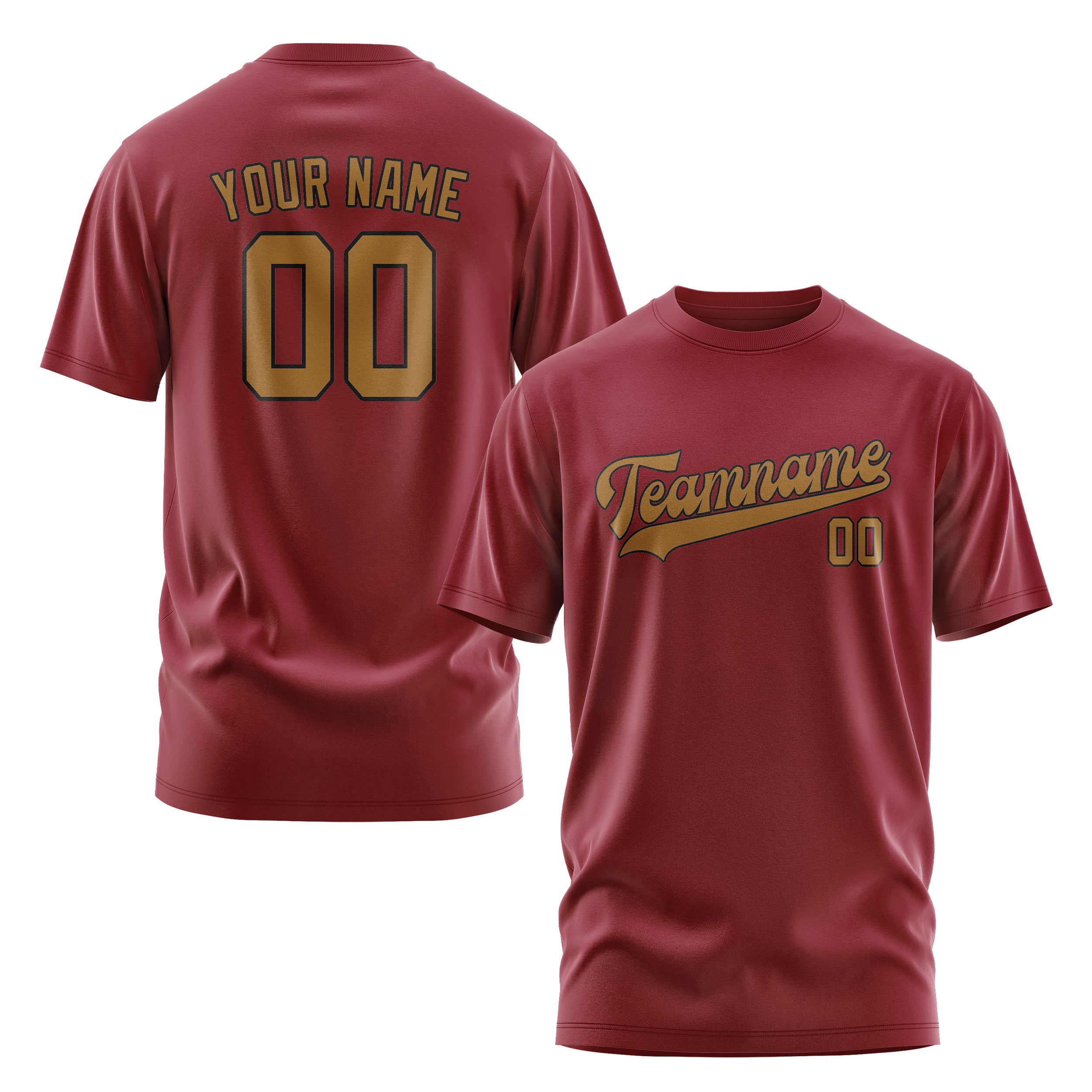 Maßgeschneidertes Karmesinrot Khaki T-Shirt