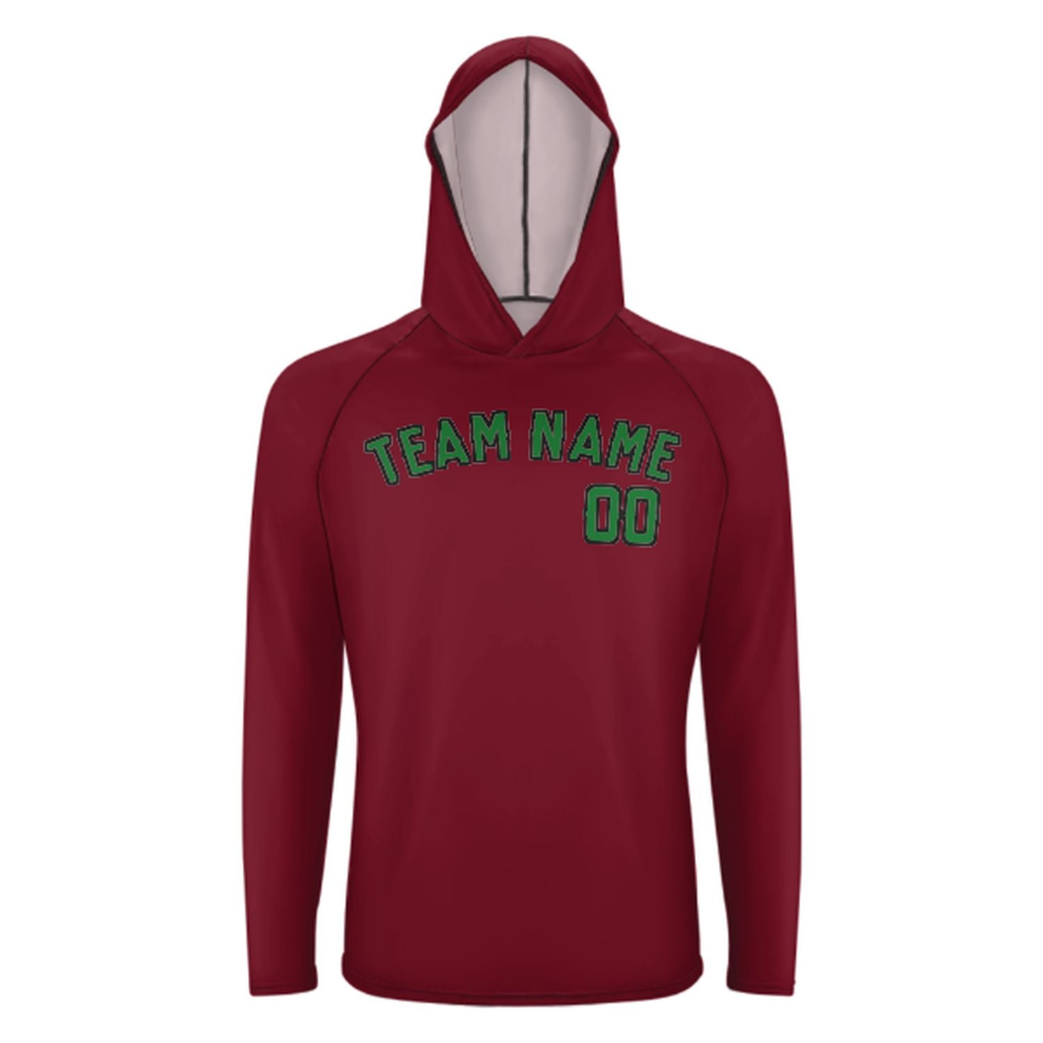 Maßgeschneidertes Karmesinrot Smaragdgrün UV-Hoodie