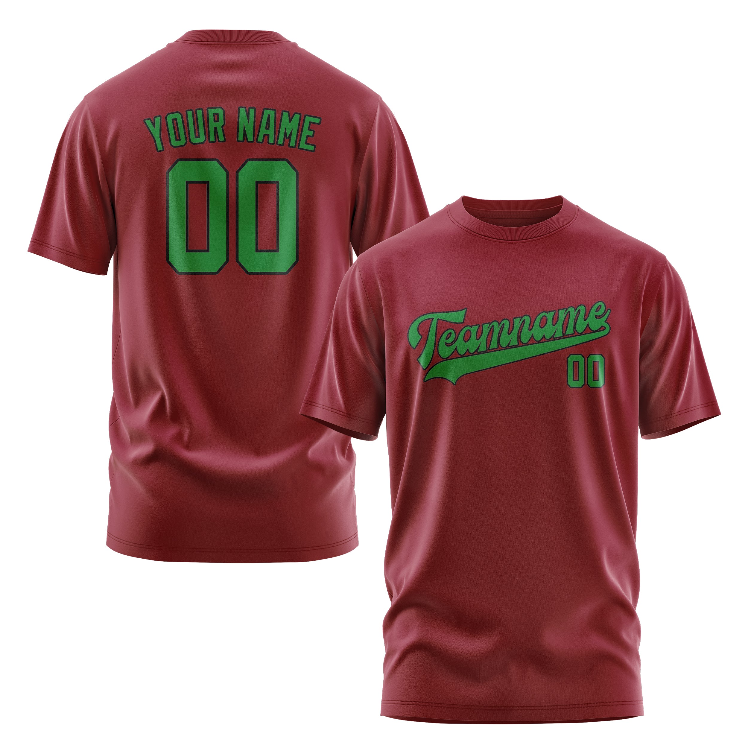 Maßgeschneidertes Karmesinrot Smaragdgrün T-Shirt