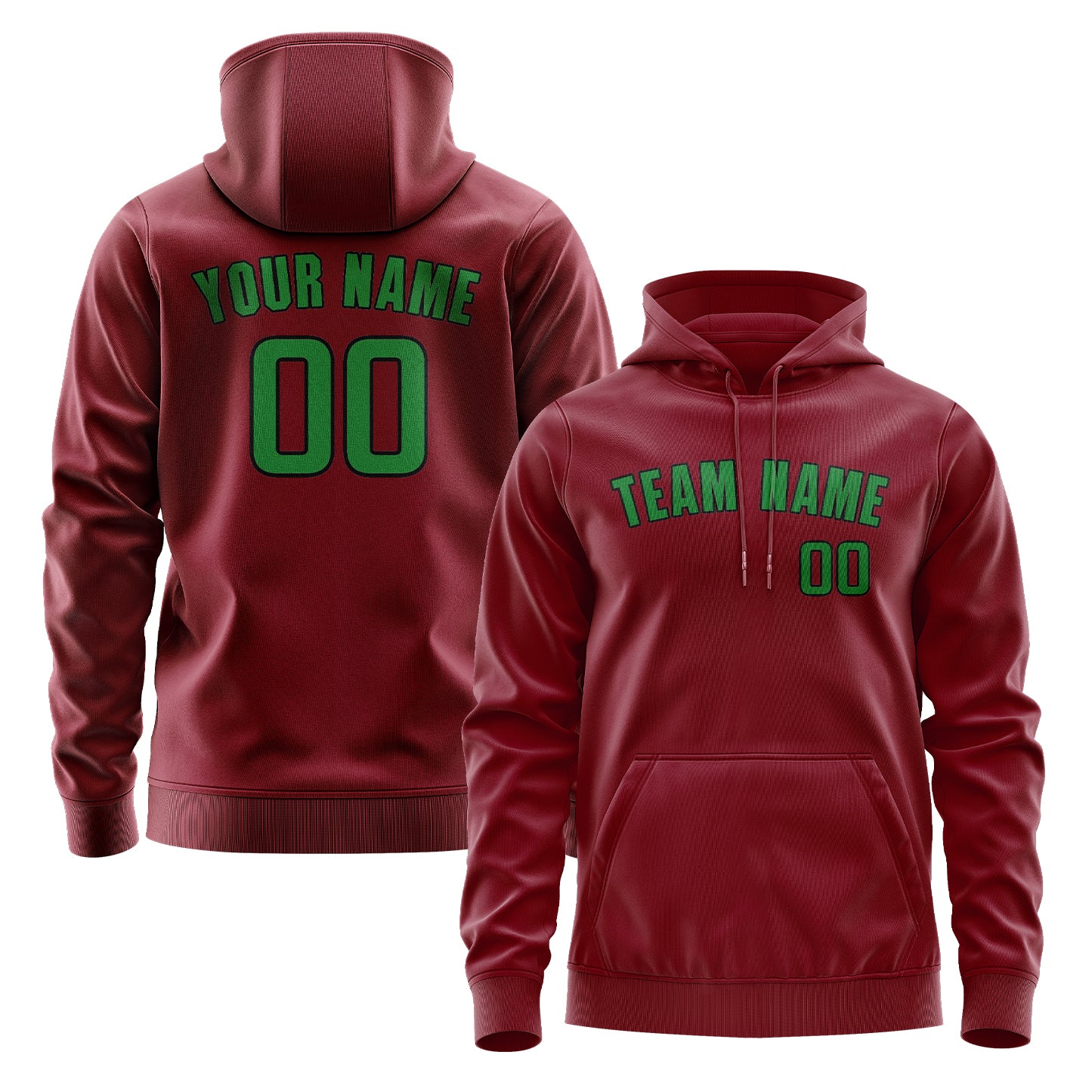 Felpa con cappuccio personalizzata Crimson Emerald Green