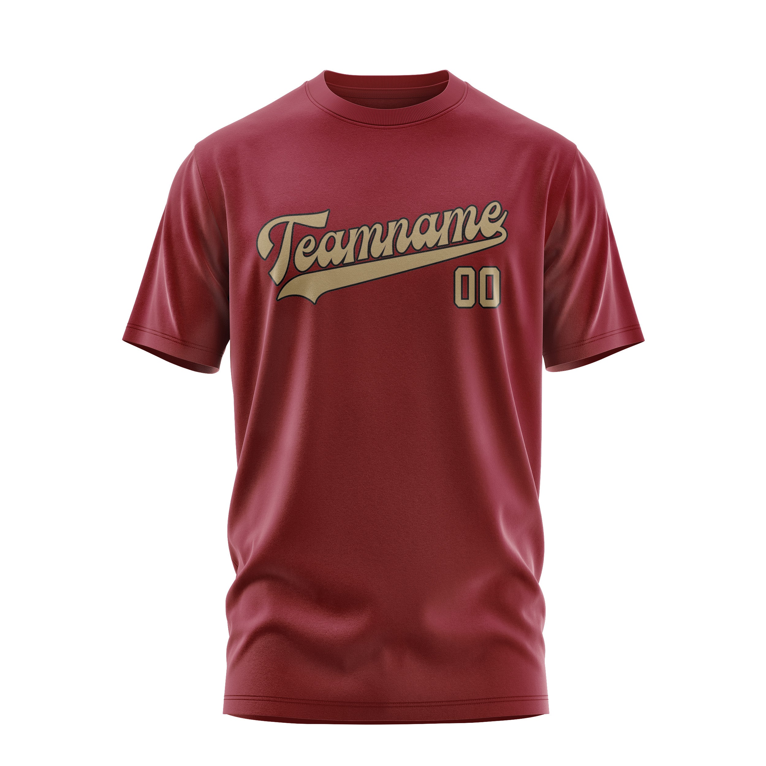 Maßgeschneidertes Karmesinrot Hellkhaki T-Shirt