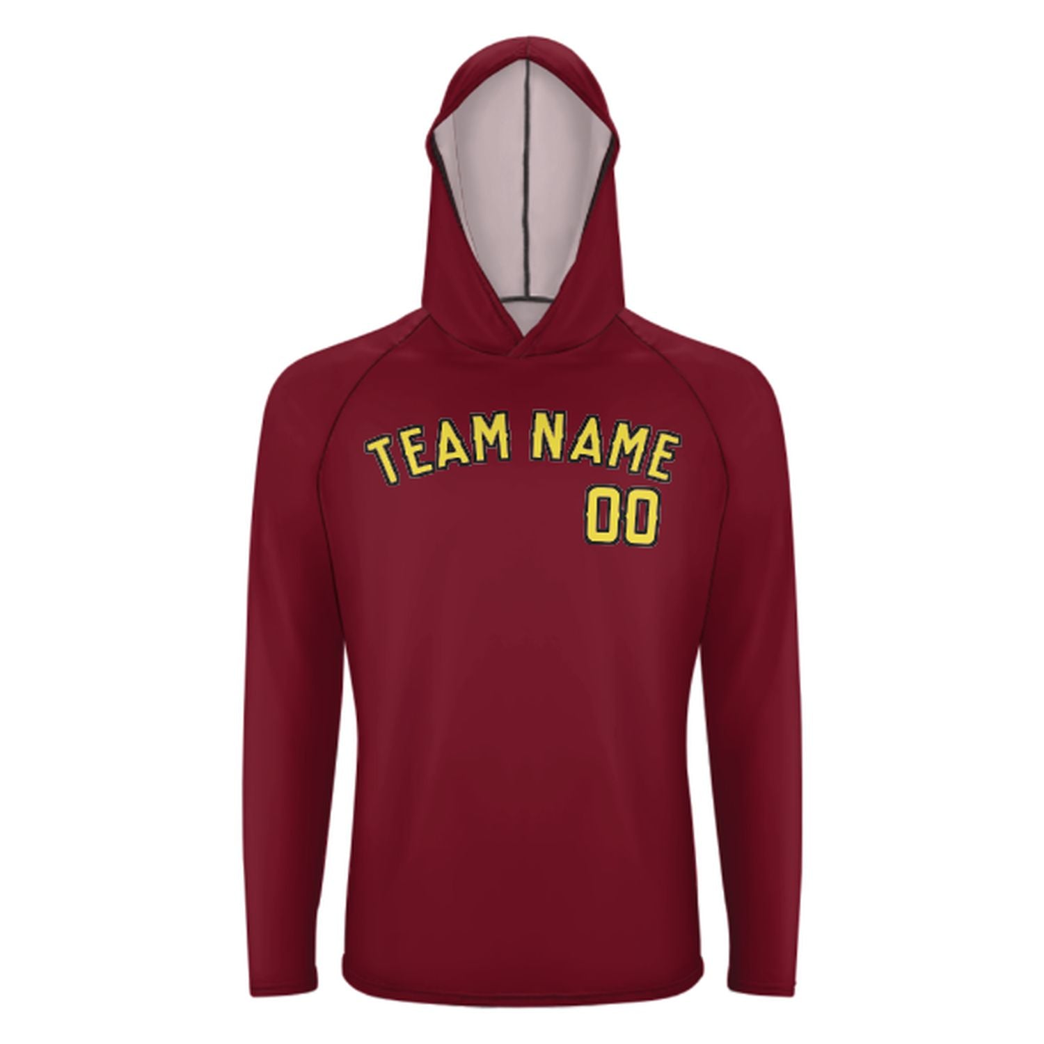 Maßgeschneidertes Karmesinrot Blassgelb UV-Hoodie
