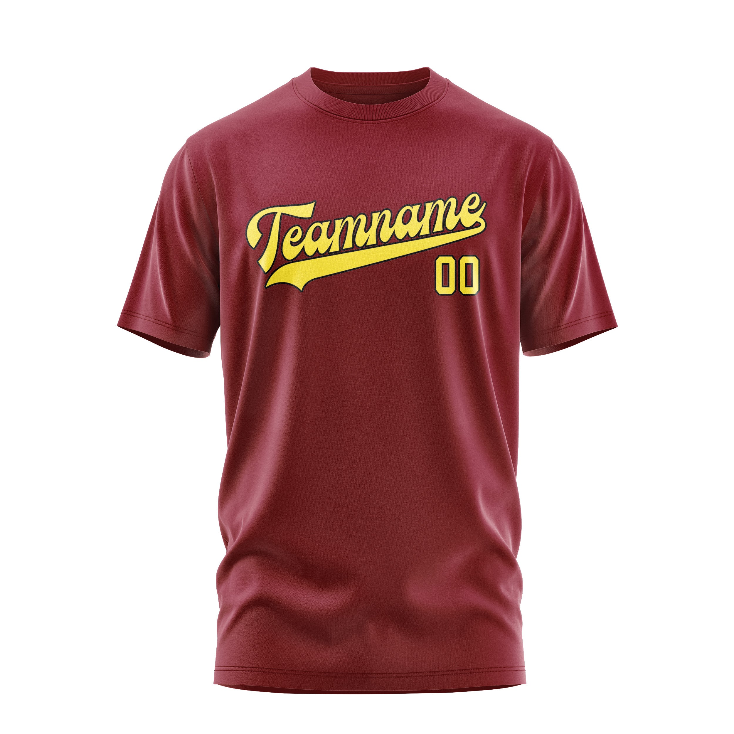 Maßgeschneidertes Karmesinrot Blassgelb T-Shirt