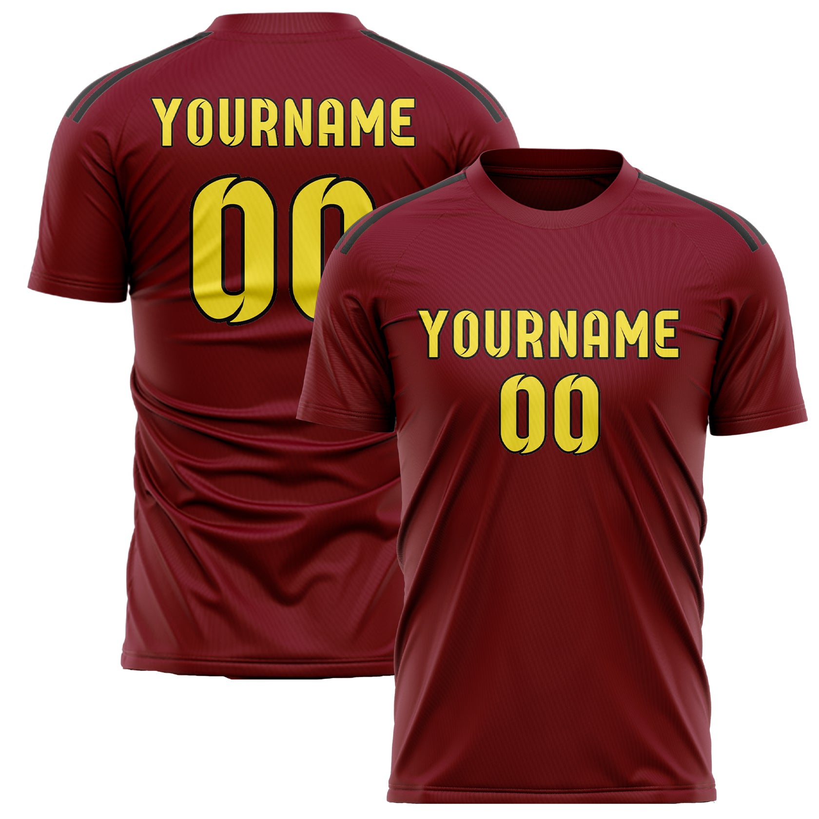 Benutzerdefiniertes Professionelles Karmesinrot Blassgelb Fußballtrikot