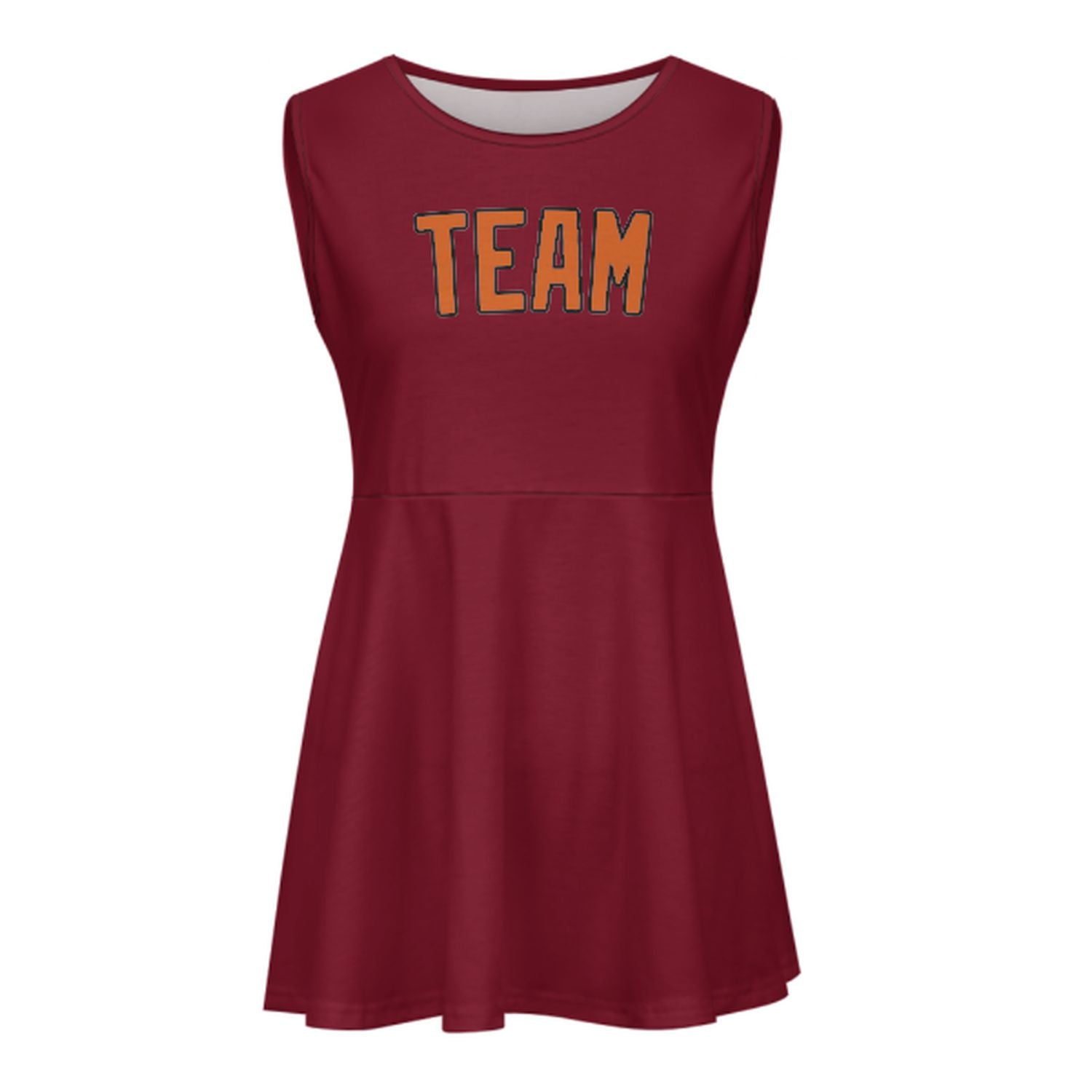 Maßgeschneidertes Karmesinrot Orange Cheerleader-Kleid