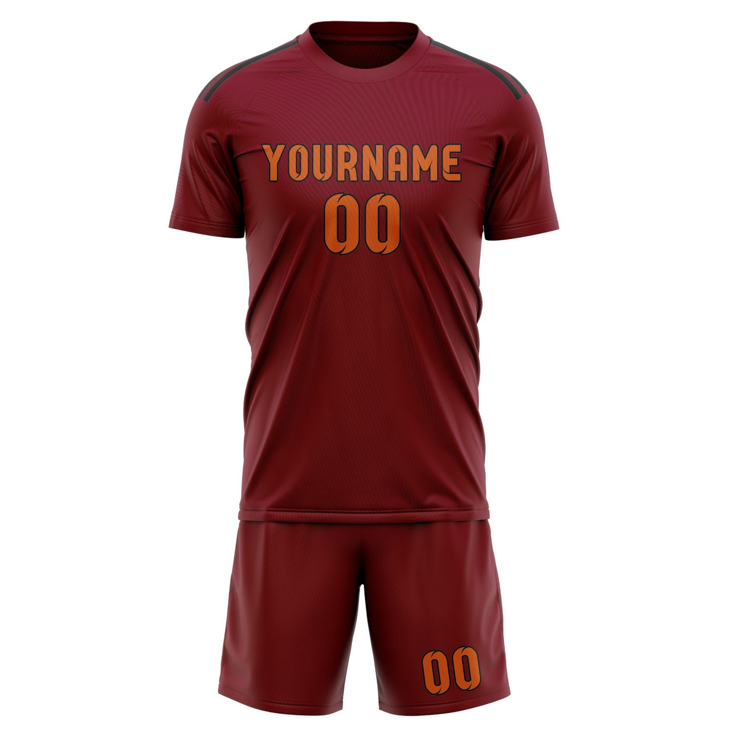 Maßgeschneidertes Professionelles Karmesinrot Orange Fußballtrikot-Set