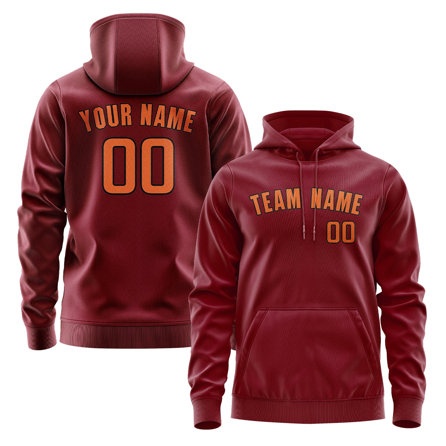 Felpa con cappuccio arancione cremisi personalizzata