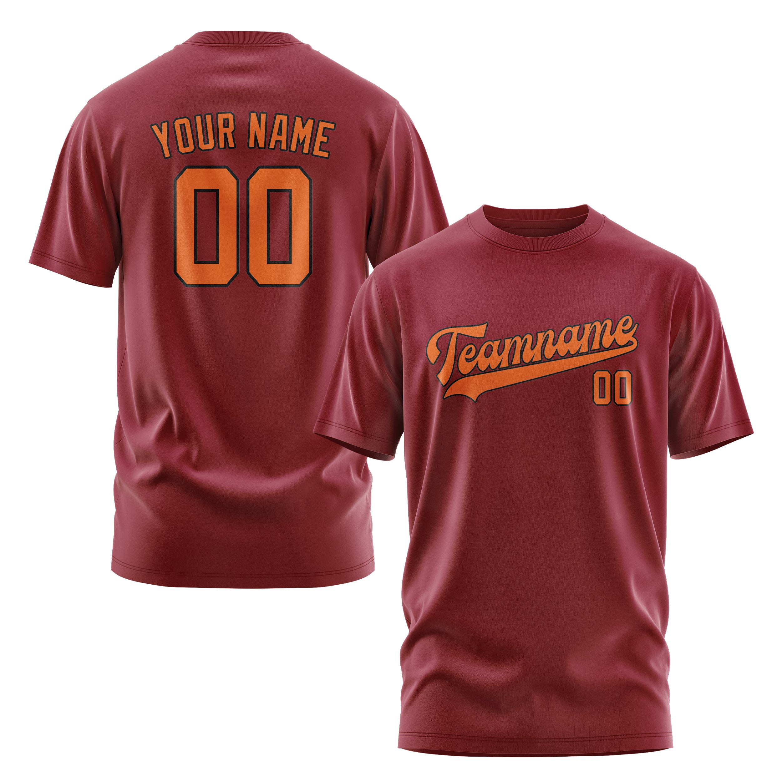 Maßgeschneidertes Karmesinrot Orange T-Shirt