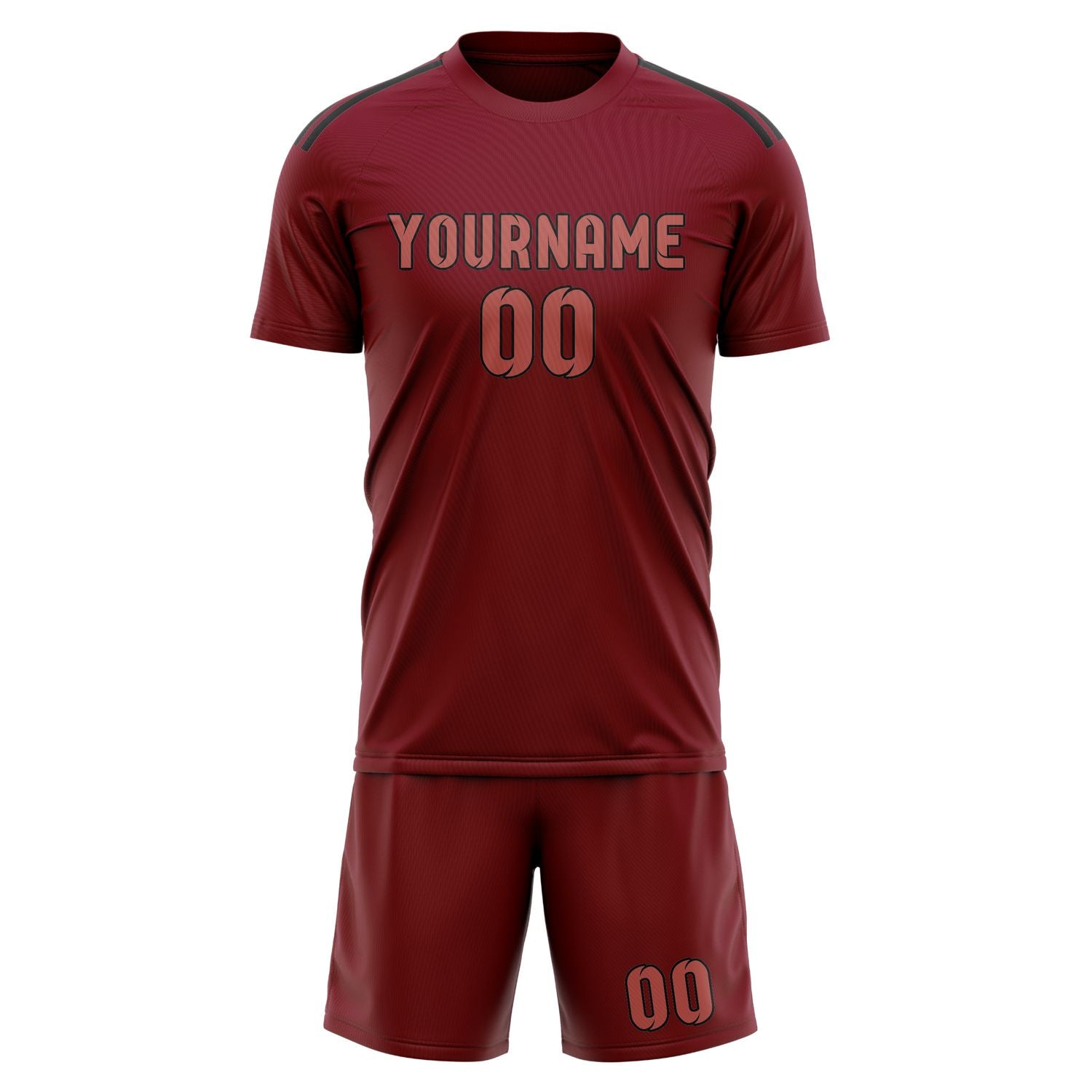 Maßgeschneidertes Professionelles Karmesinrot Kupferrose Fußballtrikot-Set