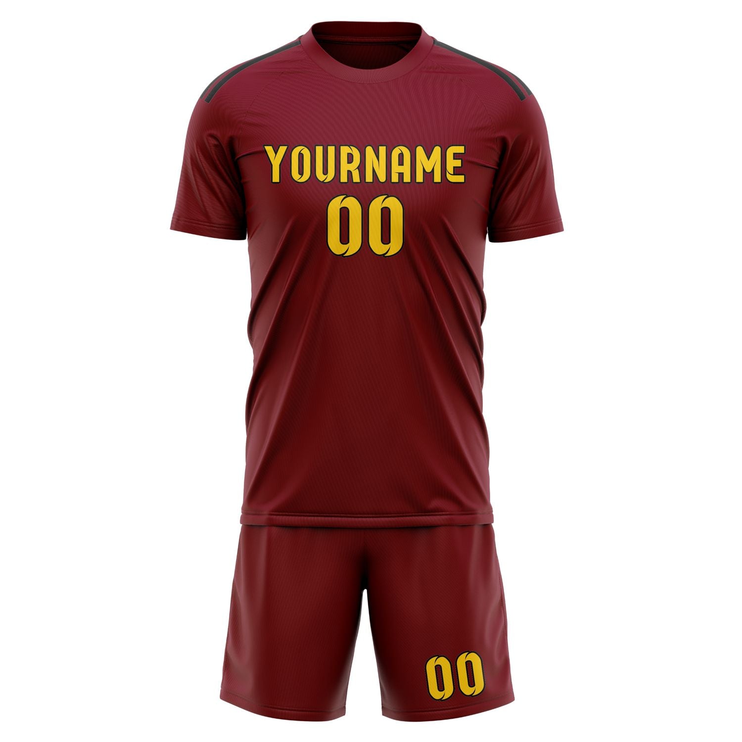 Maßgeschneidertes Professionelles Karmesinrot Gold Fußballtrikot-Set