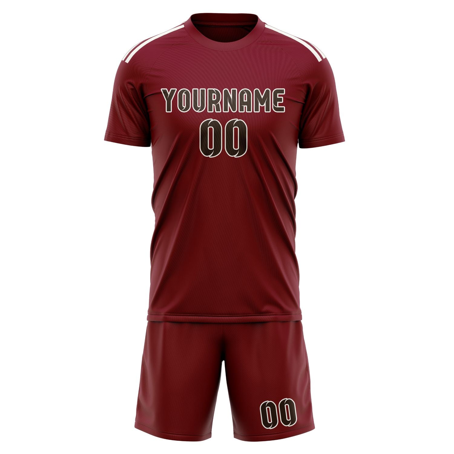 Maßgeschneidertes Professionelles Karmesinrot Braun Fußballtrikot-Set