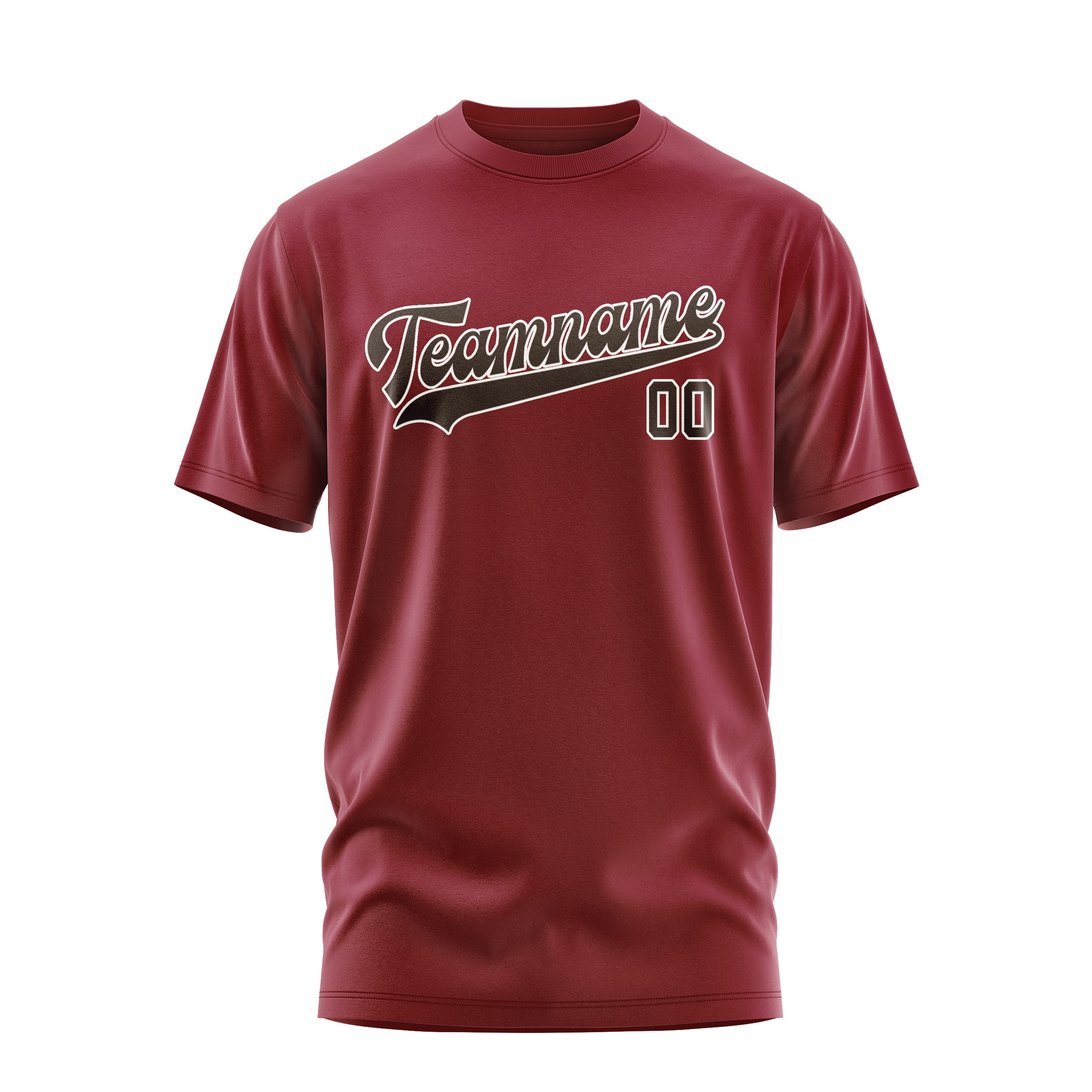 Maßgeschneidertes Karmesinrot Braun T-Shirt