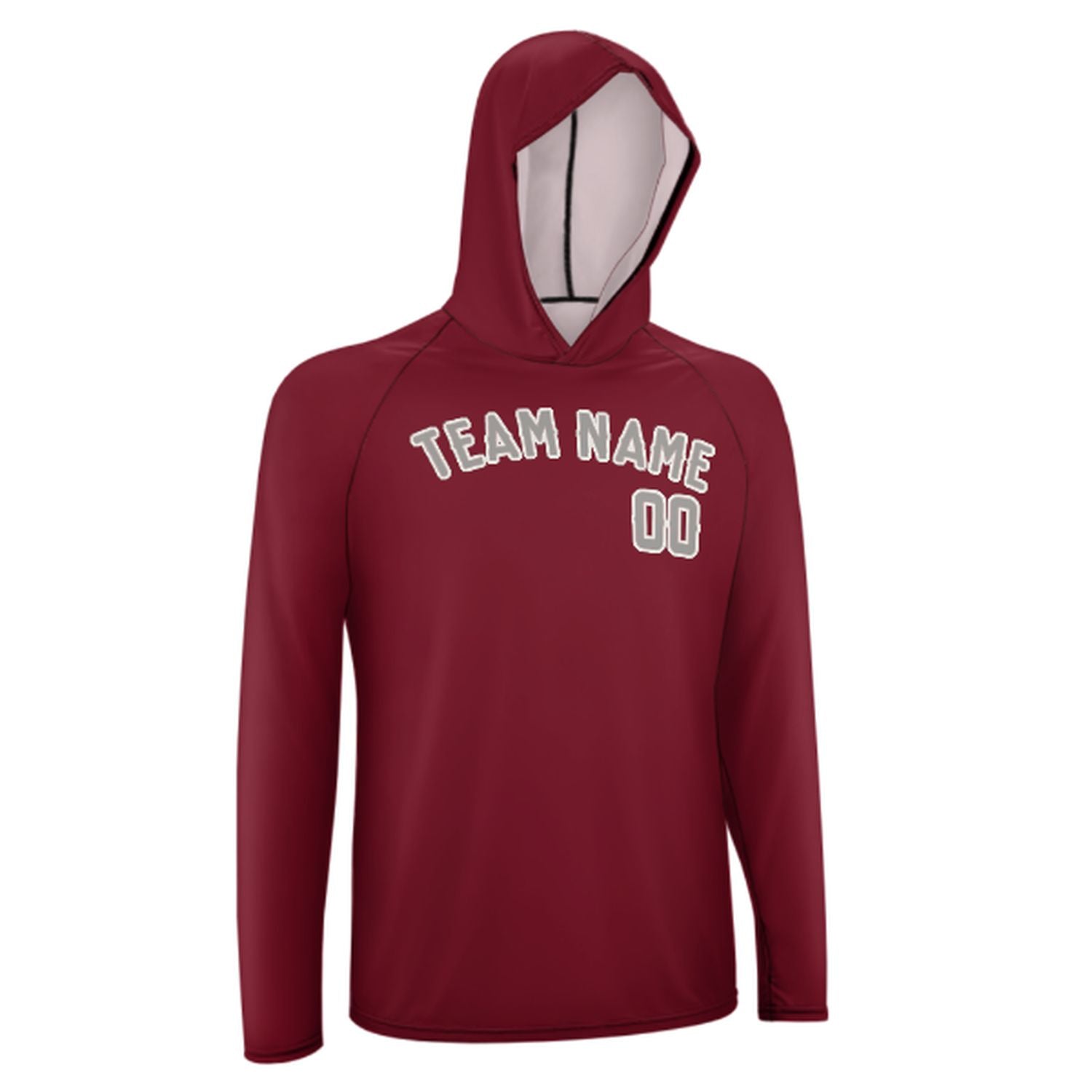 Maßgeschneidertes Karmesinrot Grau UV-Hoodie