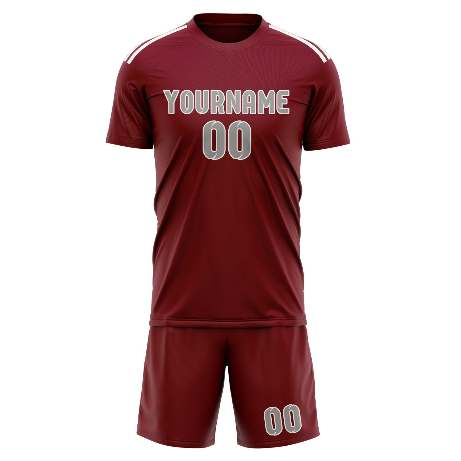 Maßgeschneidertes Professionelles Karmesinrot Grau Fußballtrikot-Set