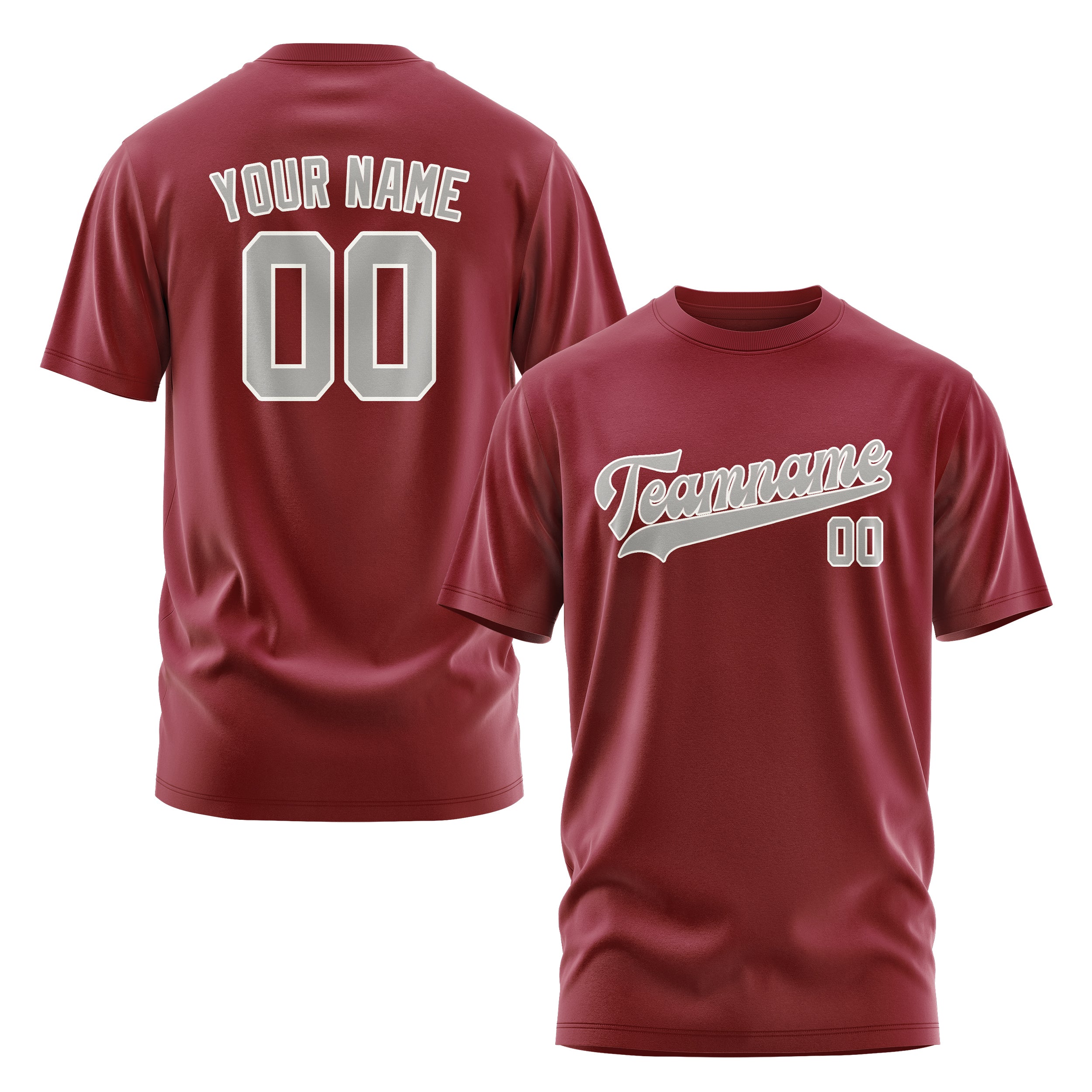 Maßgeschneidertes Karmesinrot Grau T-Shirt