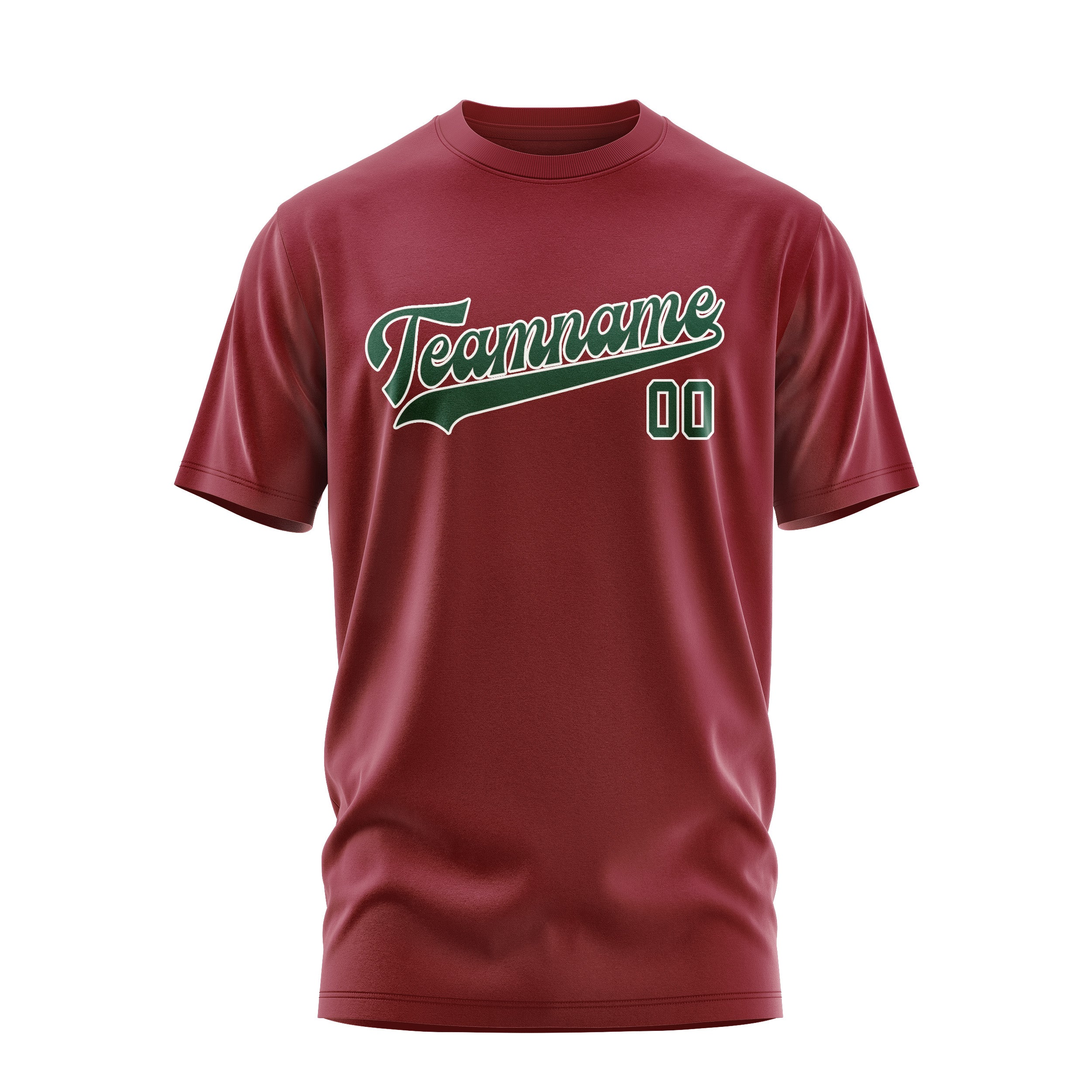 Maßgeschneidertes Karmesinrot Moosgrün T-Shirt