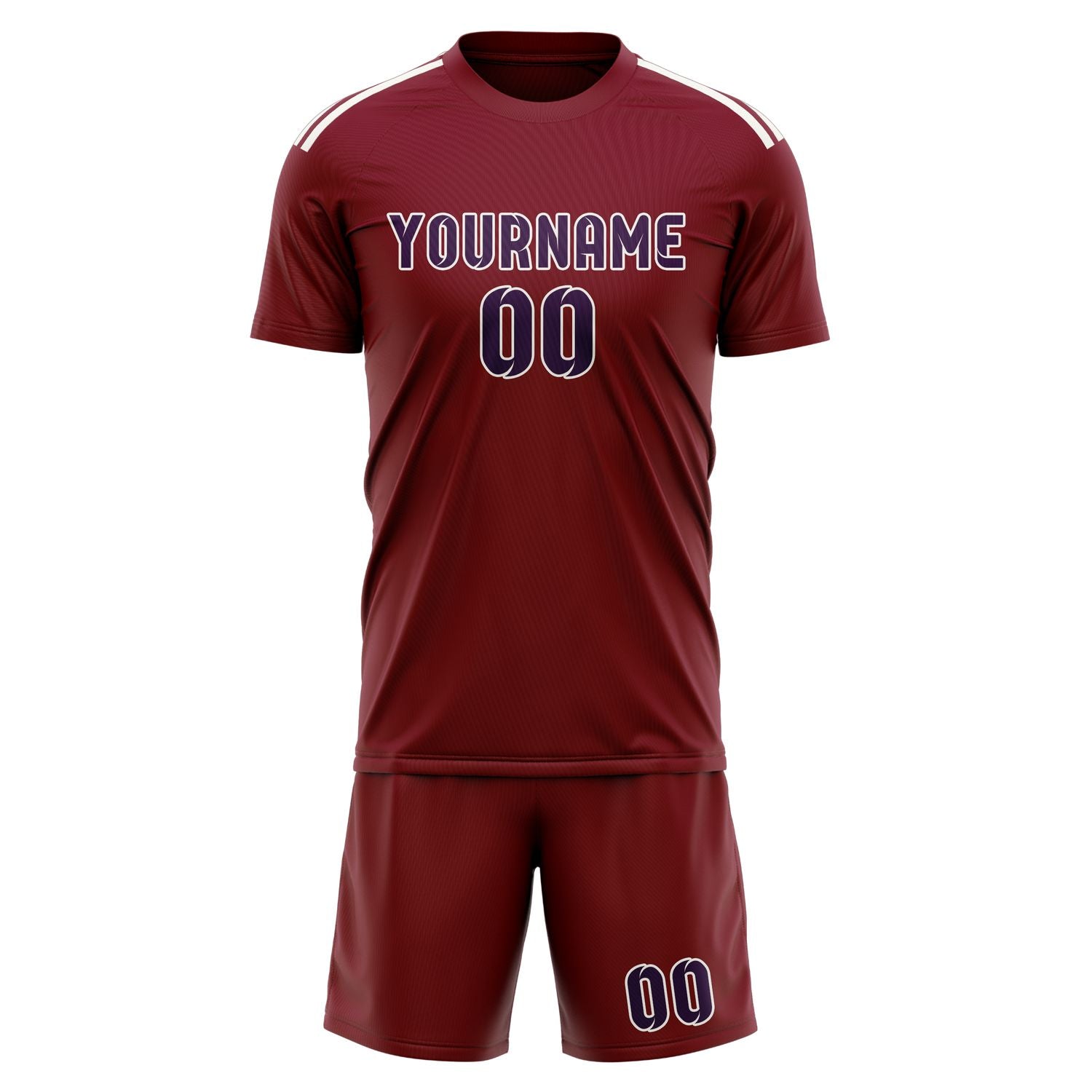 Maßgeschneidertes Professionelles Karmesinrot Lila Fußballtrikot-Set