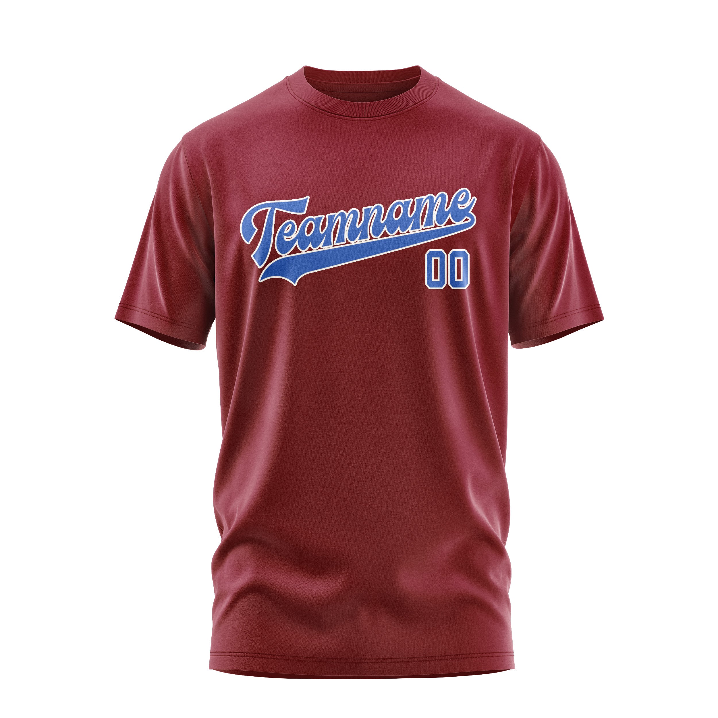 Maßgeschneidertes Karmesinrot Himmelblau T-Shirt