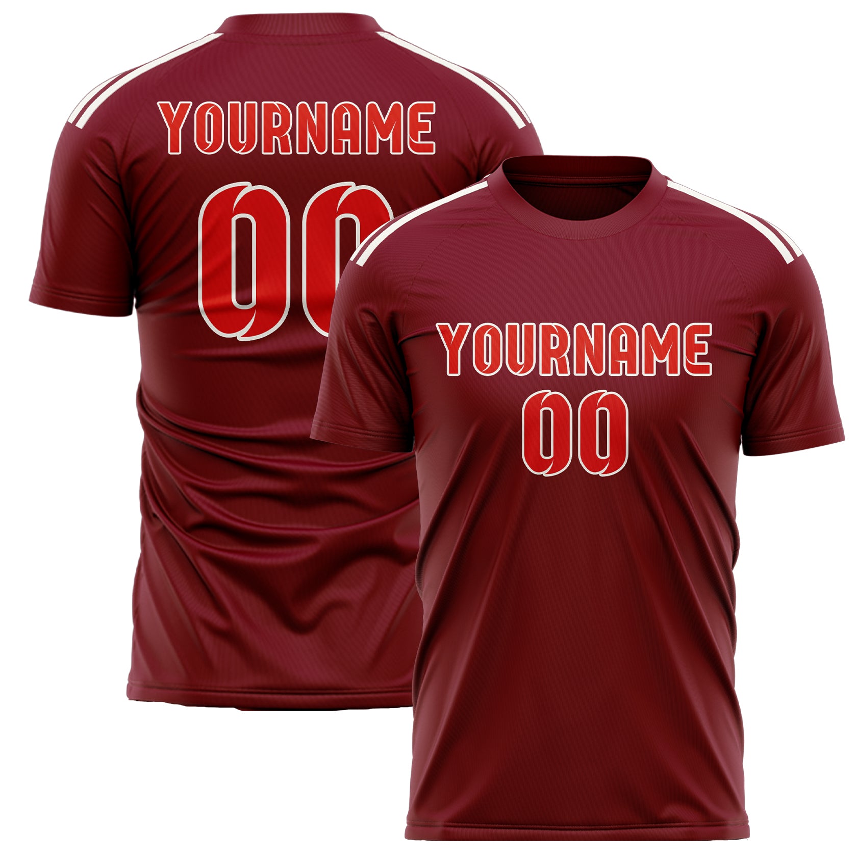 Benutzerdefiniertes Professionelles Karmesinrot Orangerot Fußballtrikot