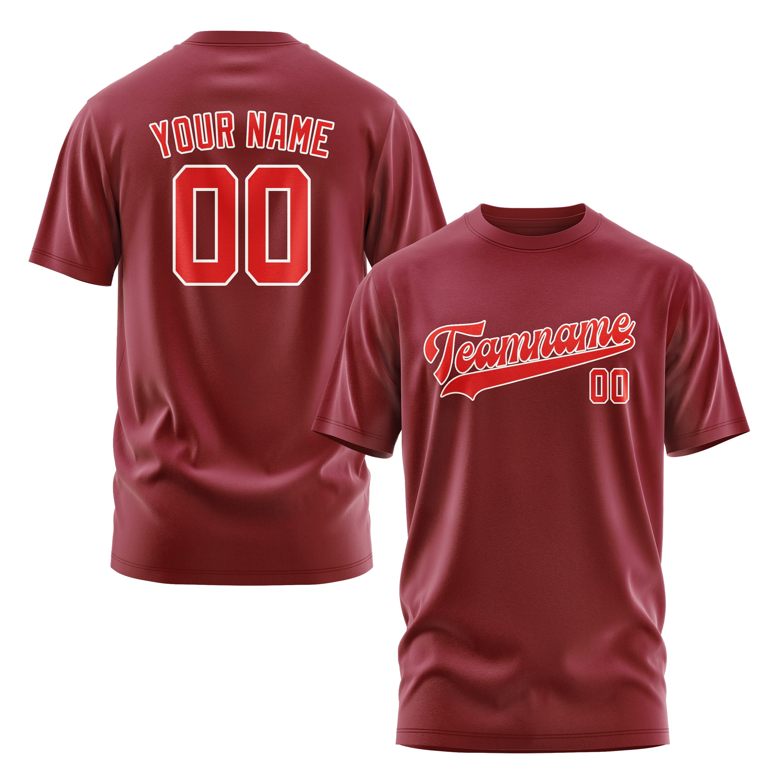 Maßgeschneidertes Karmesinrot Orangerot T-Shirt