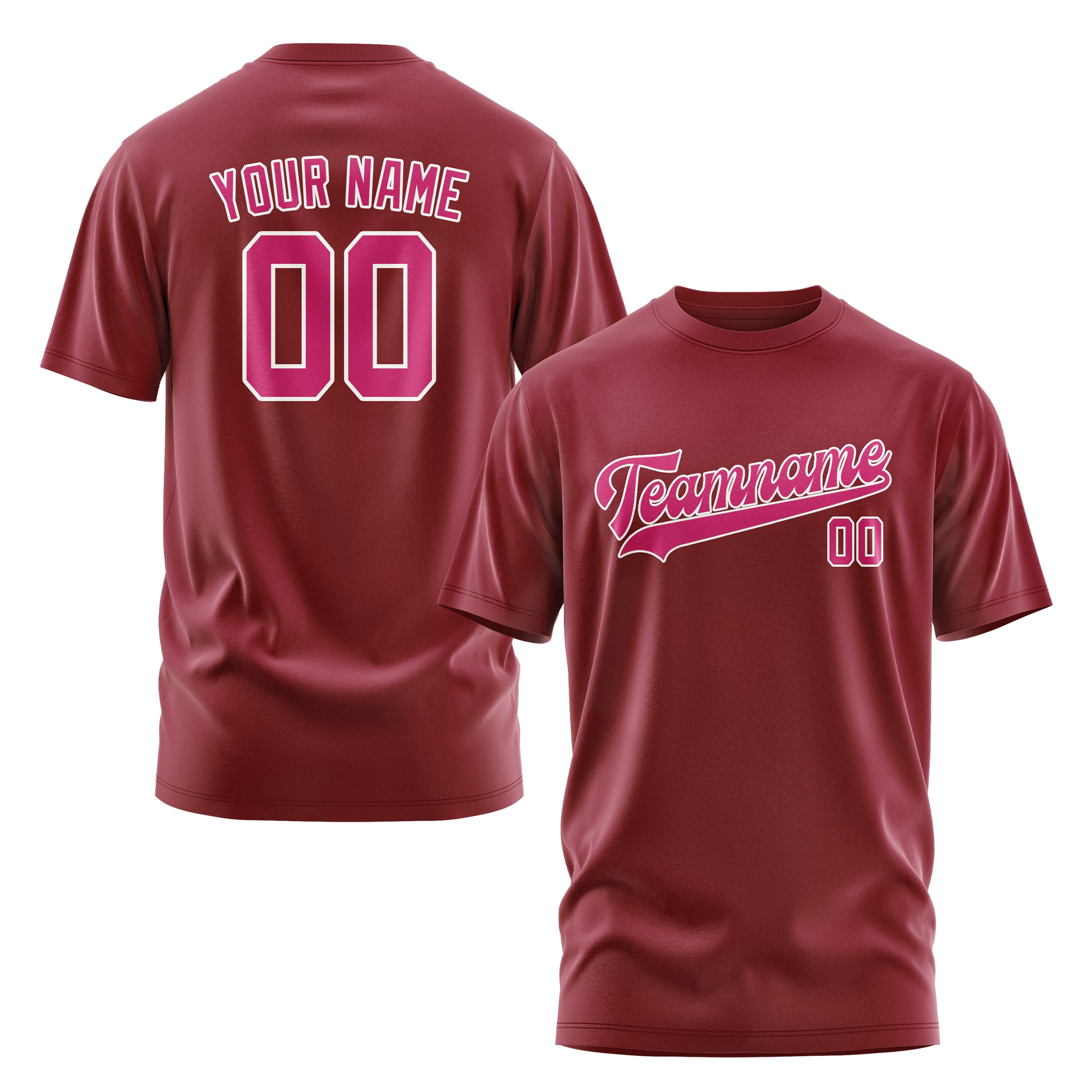 Maßgeschneidertes Karmesinrot Rosarot T-Shirt