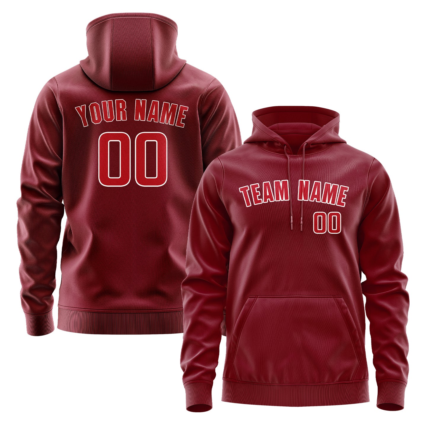 Felpa con cappuccio personalizzata rosso cremisi
