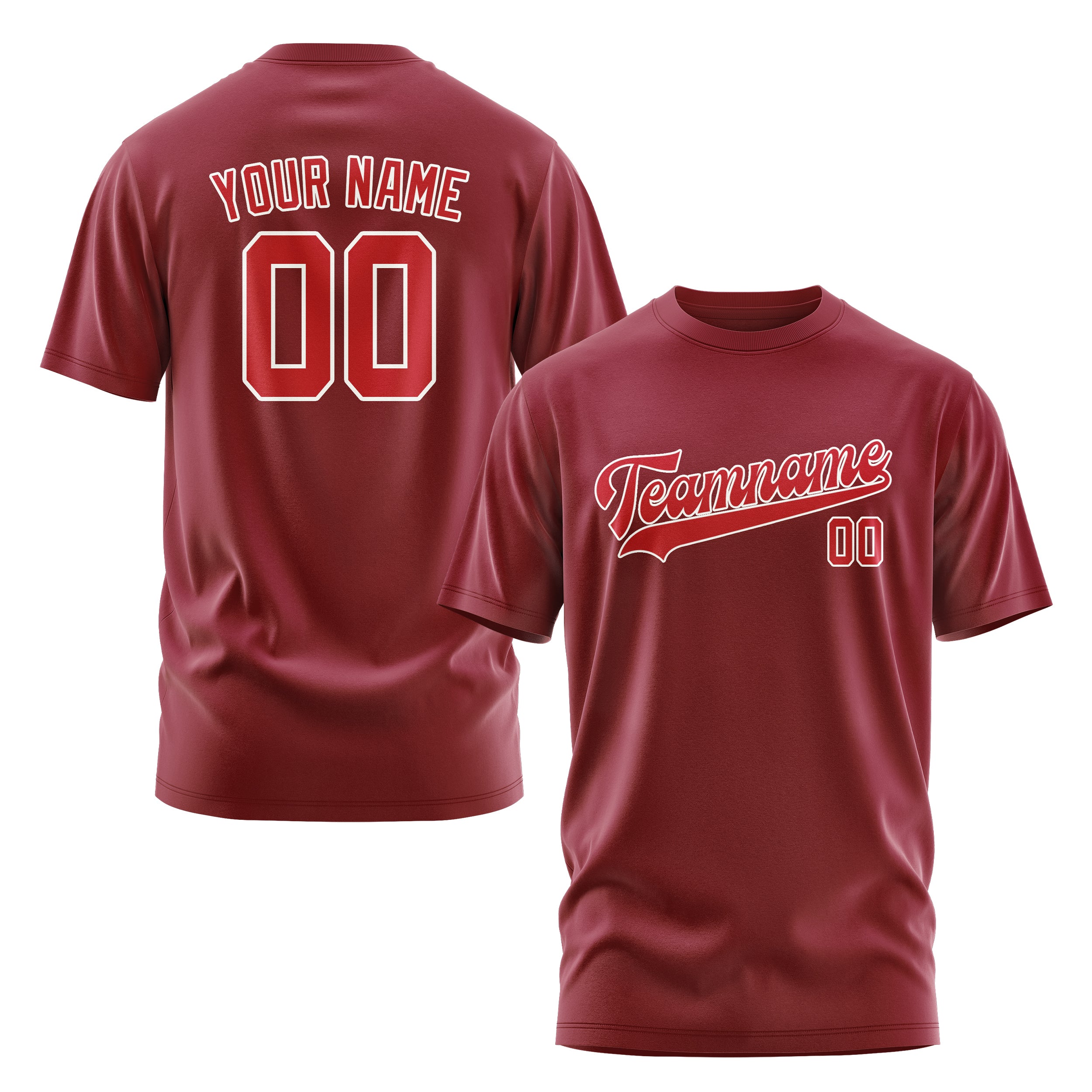 Maßgeschneidertes Karmesinrot Rot T-Shirt