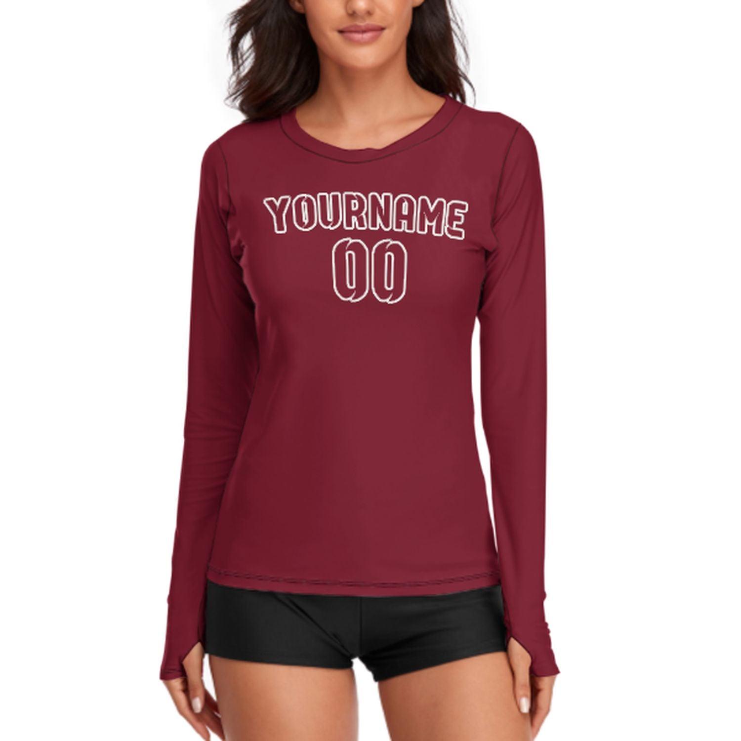 Maßgeschneidertes Karmesinrot Karmesinrot Damen Langarmshirt