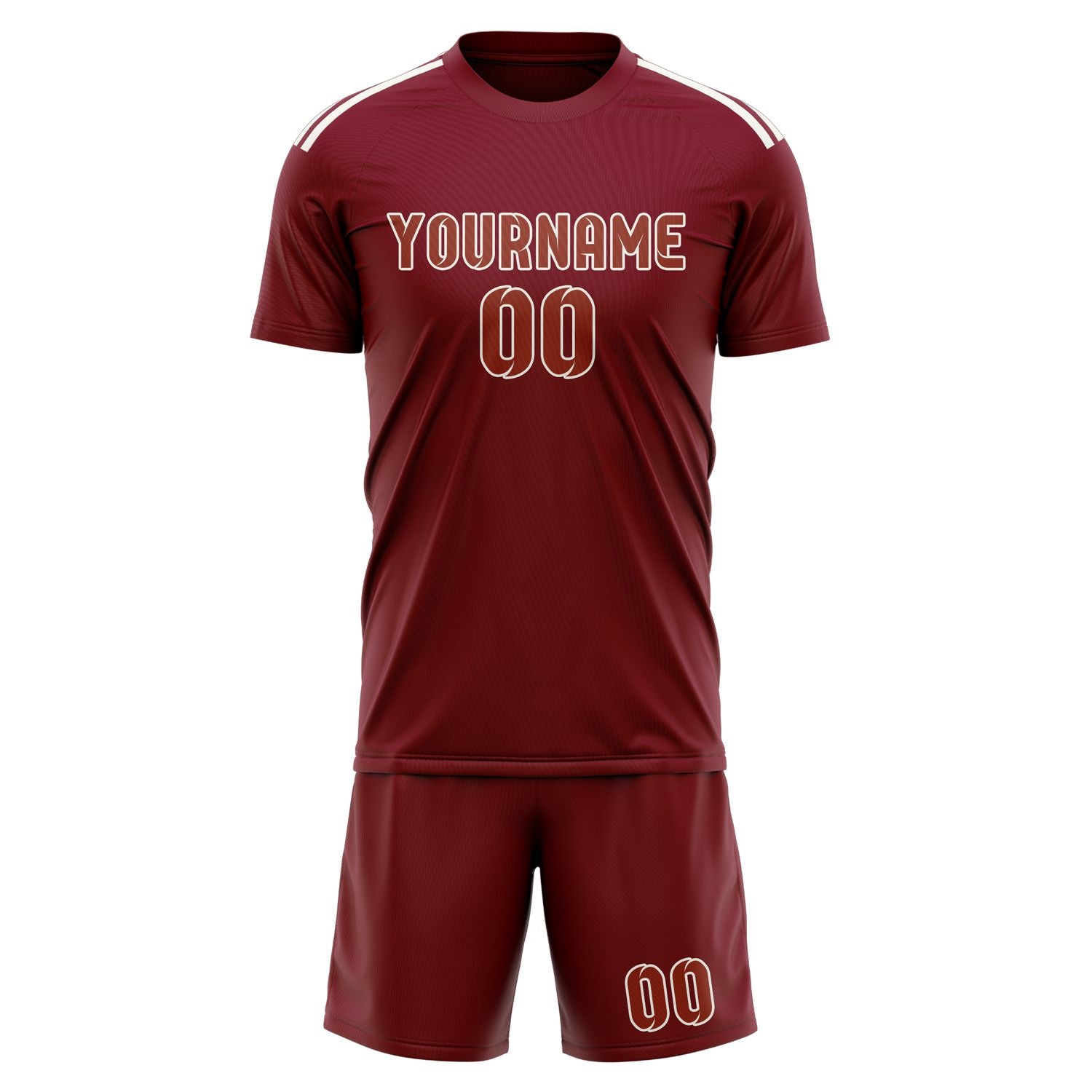 Maßgeschneidertes Professionelles Karmesinrot Korallenrot Fußballtrikot-Set
