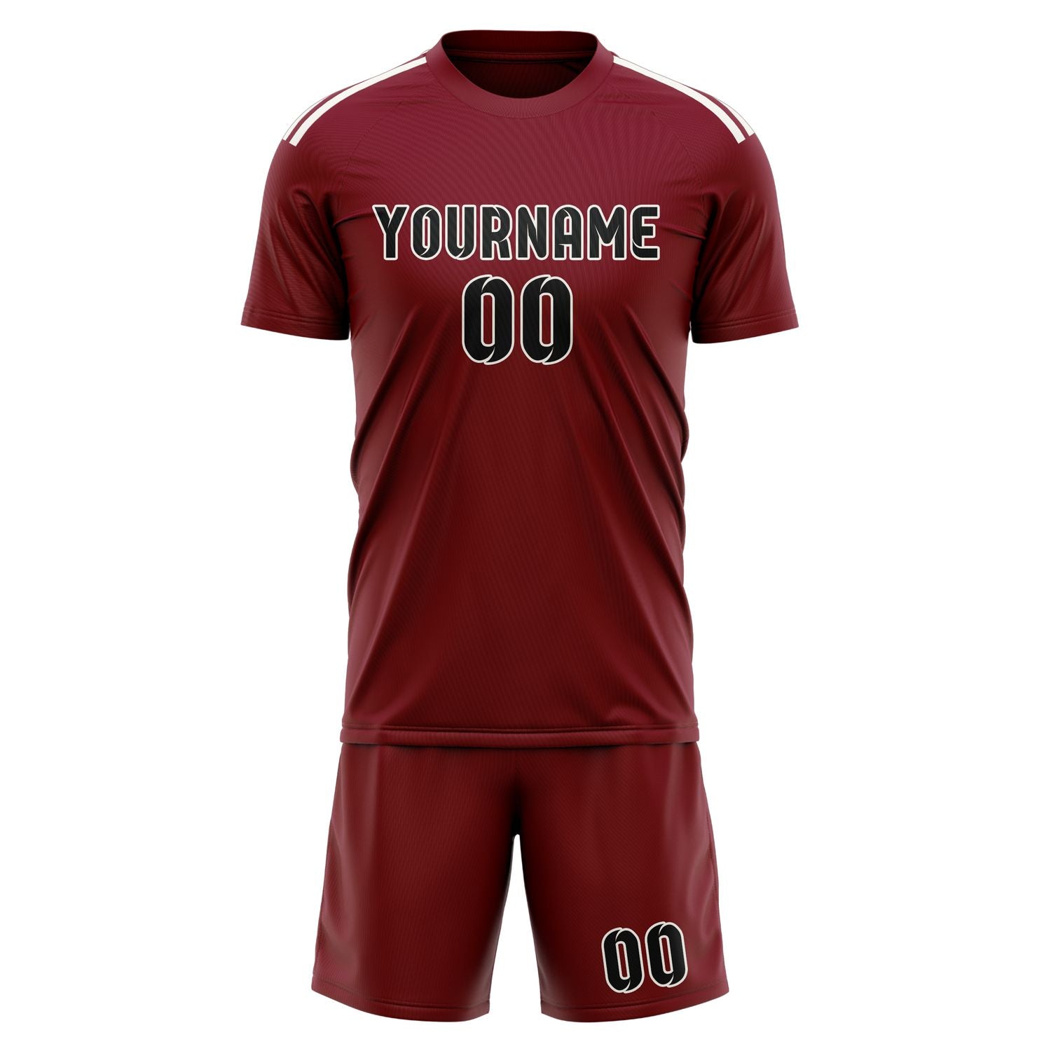 Maßgeschneidertes Professionelles Karmesinrot Schwarz Fußballtrikot-Set
