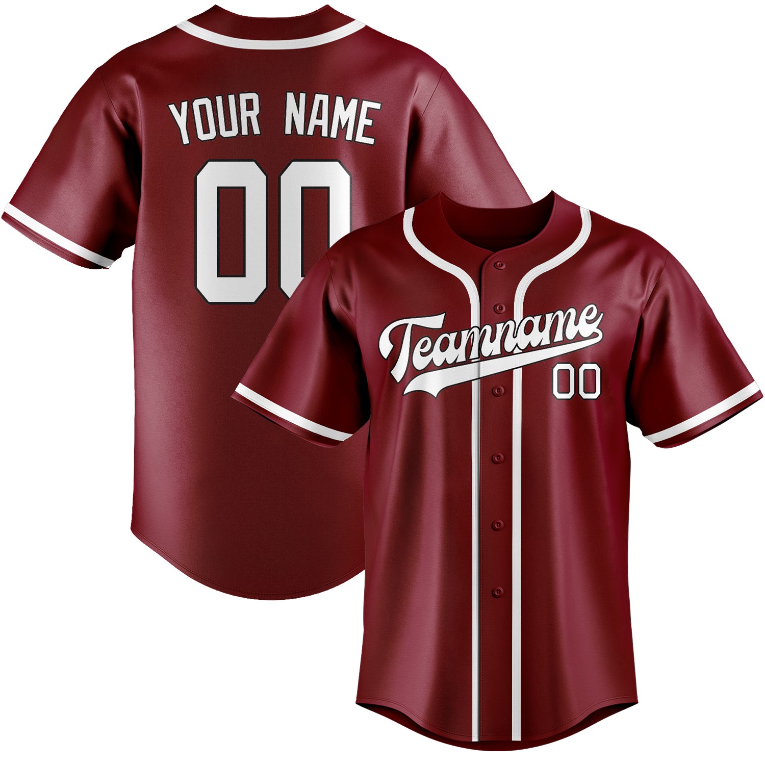 Benutzerdefiniertes Professionelles Karmesinrot Weiß Baseballtrikot