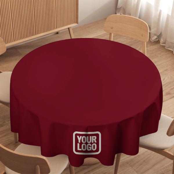 Maßgeschneidertes Karmesinrot Weiß Runde Tischdecke