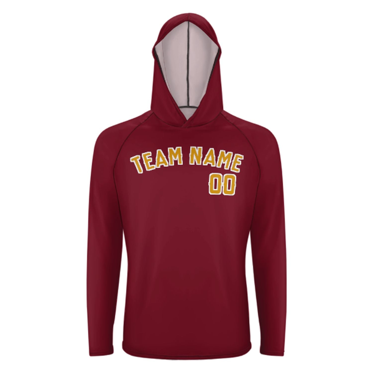 Maßgeschneidertes Karmesinrot Gelb UV-Hoodie